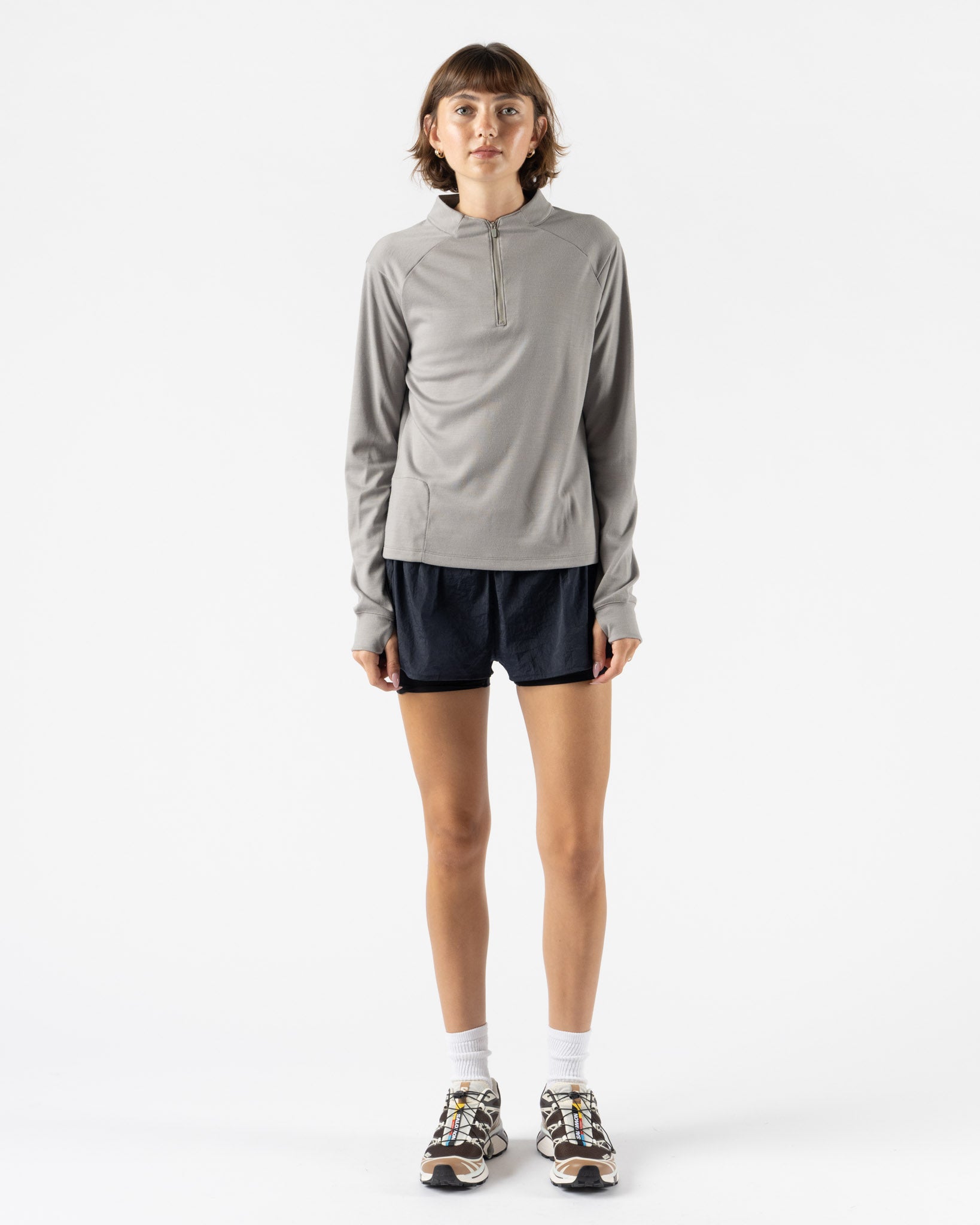 Literary Sport Jorie Quarter Zip in Merino Steel