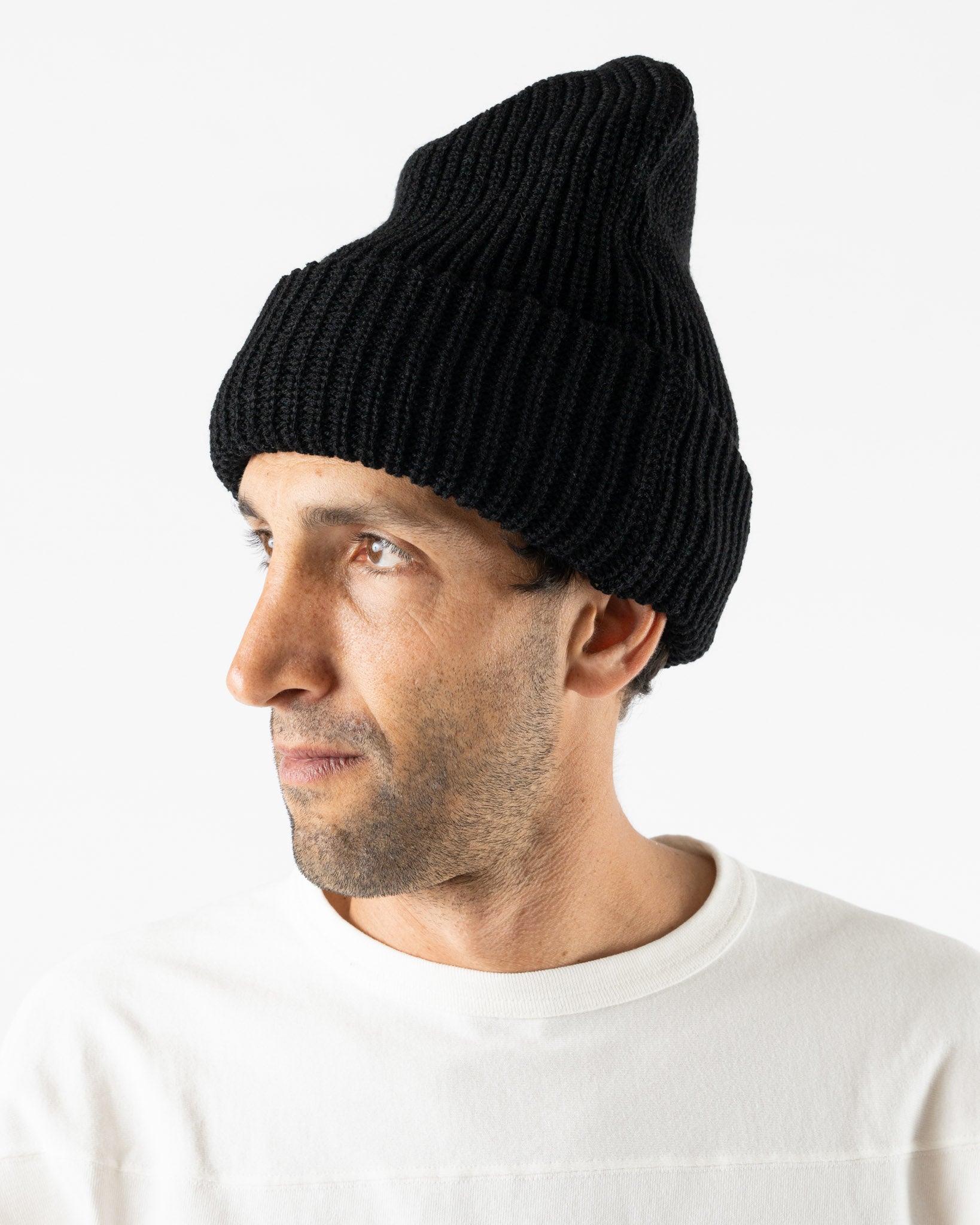 RoToTo R5082 Chunky Cotton Short Beanie in Black