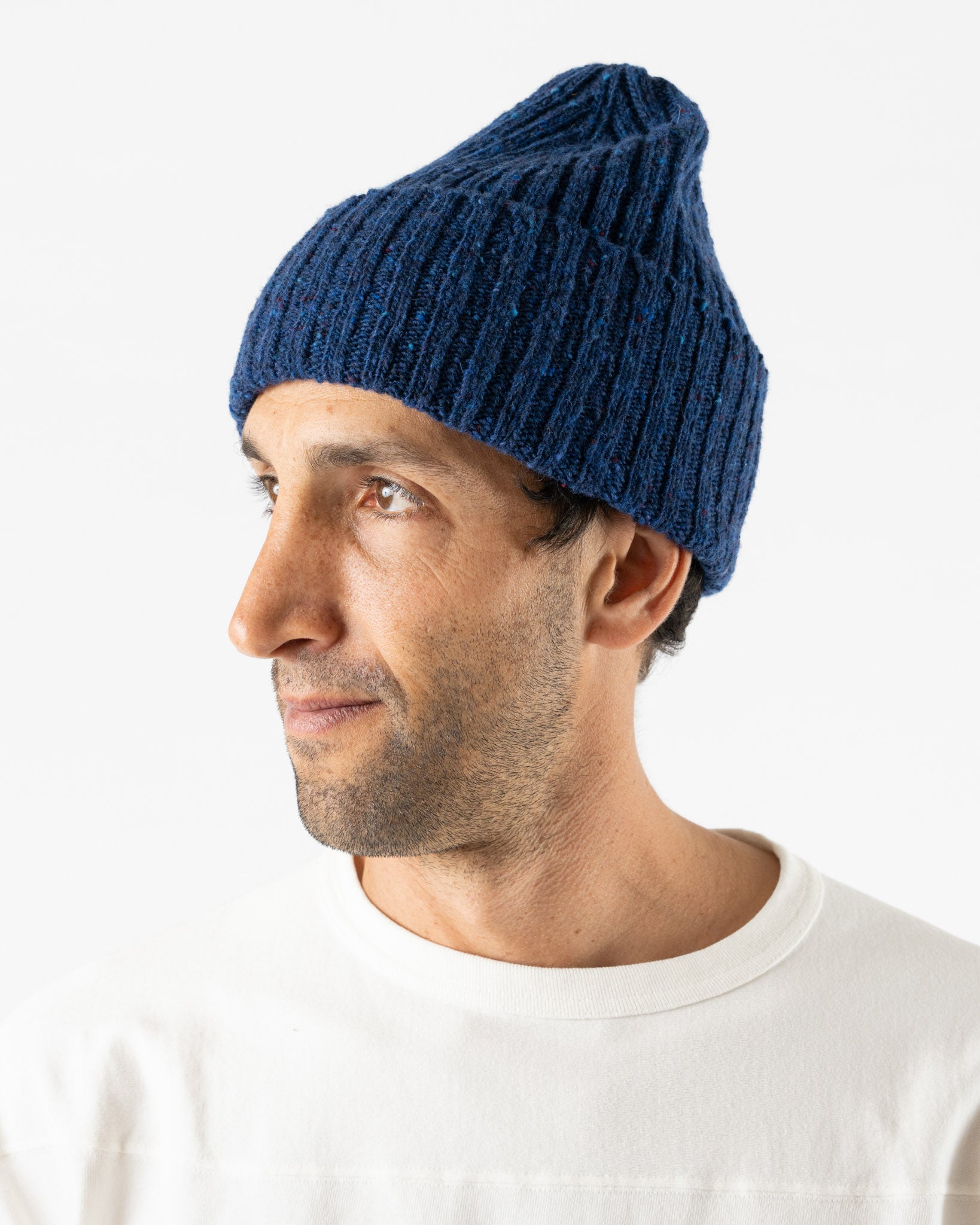 Drake's Donegal Wool Beanie in Roe Blue