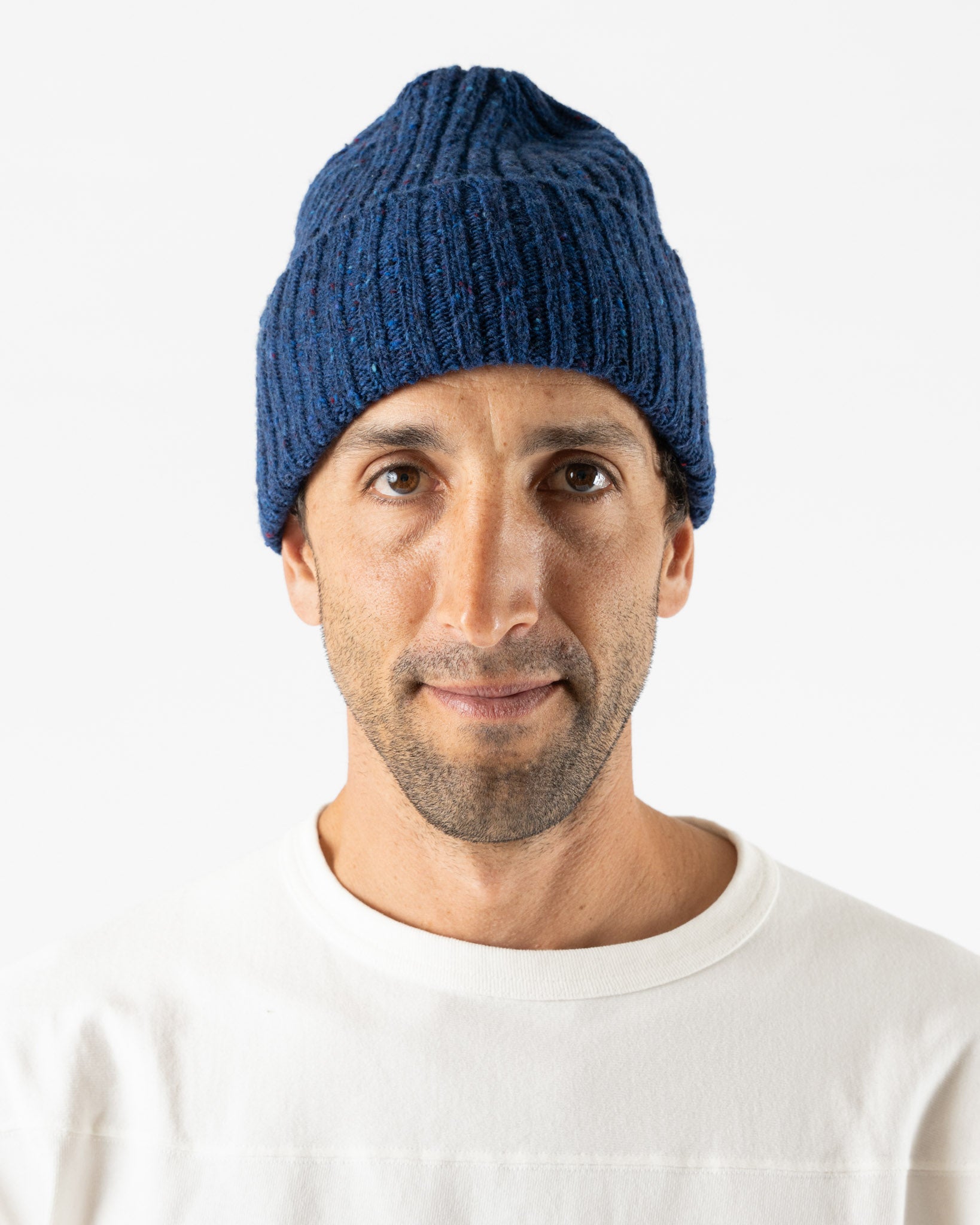 Drake's Donegal Wool Beanie in Roe Blue