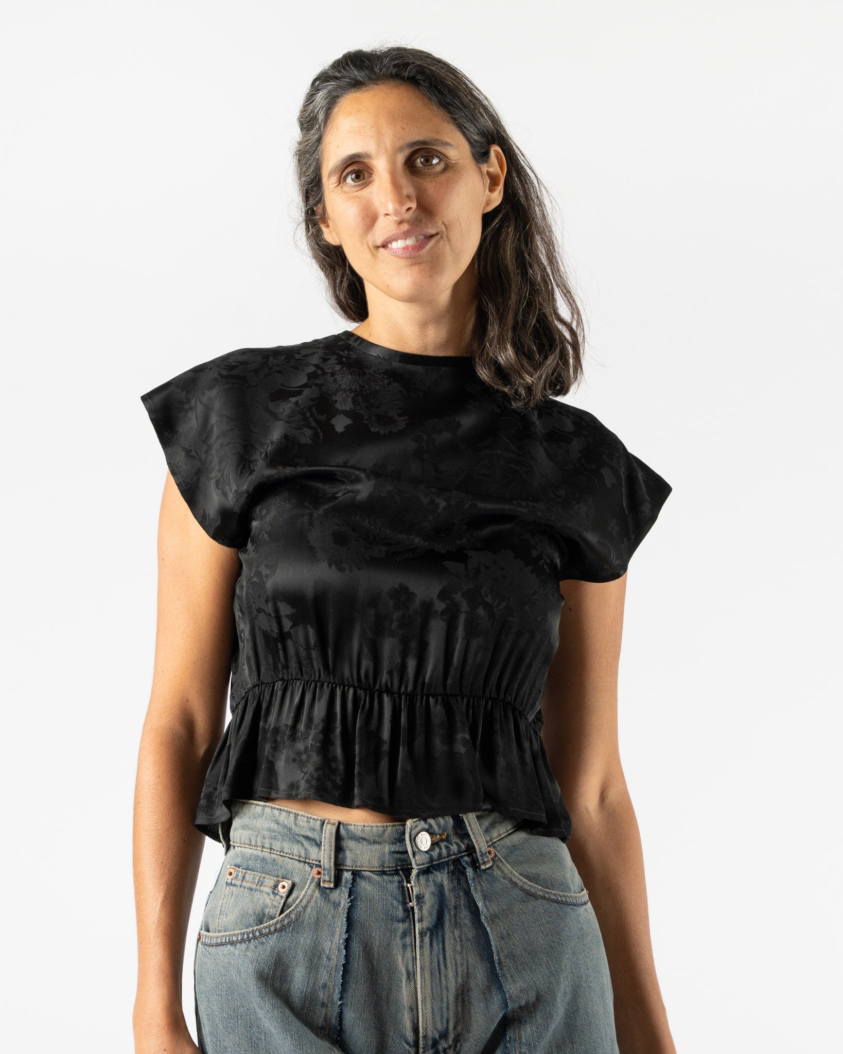MM6 Maison Margiela Short-sleeved Top in Black/Black