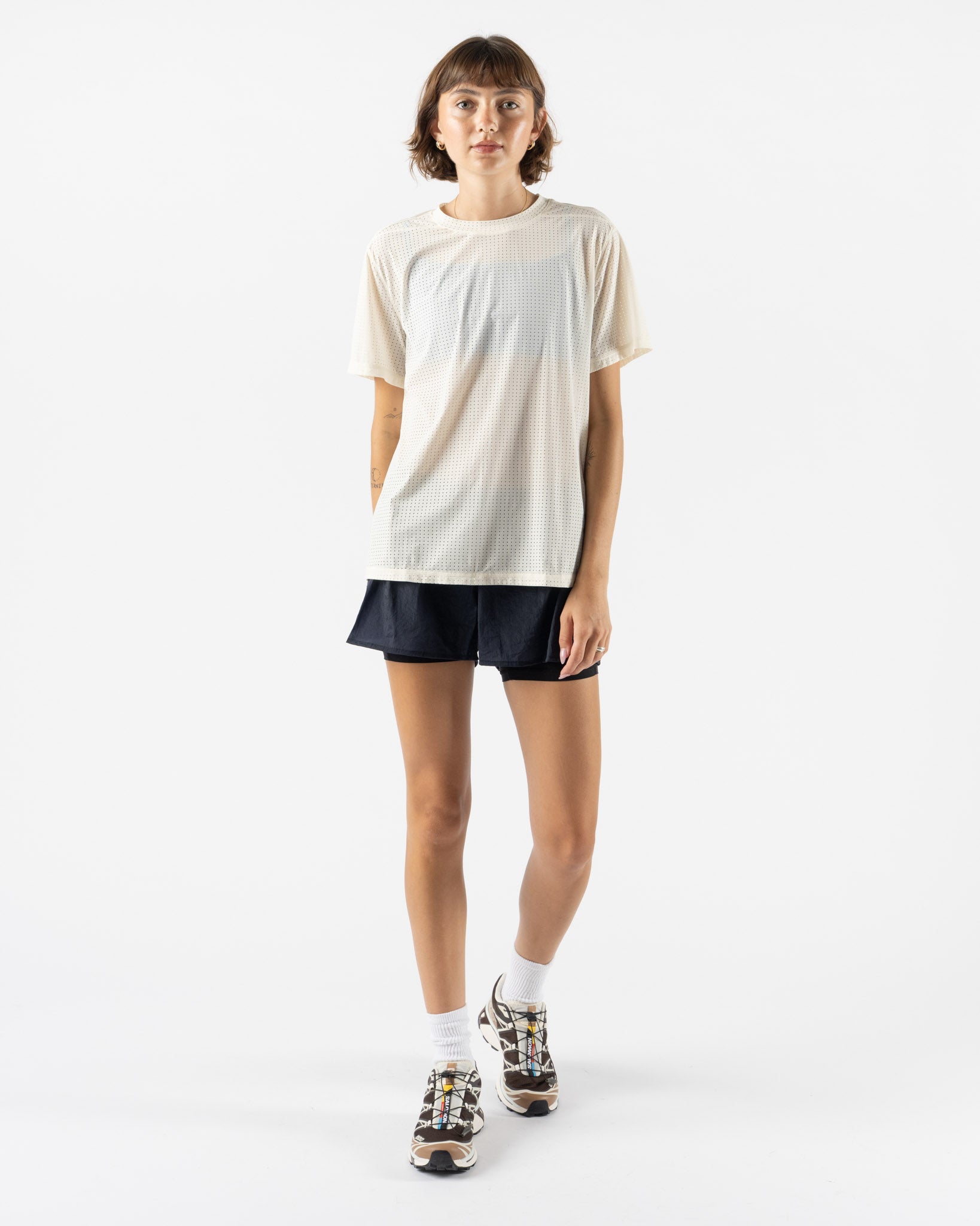 Literary Sport Magda Perforated T-Shirt in Bone