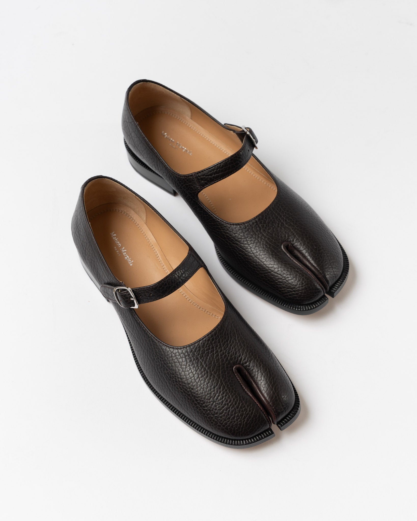Maison Margiela Black Leather Tabi Mary-Jane Shoes