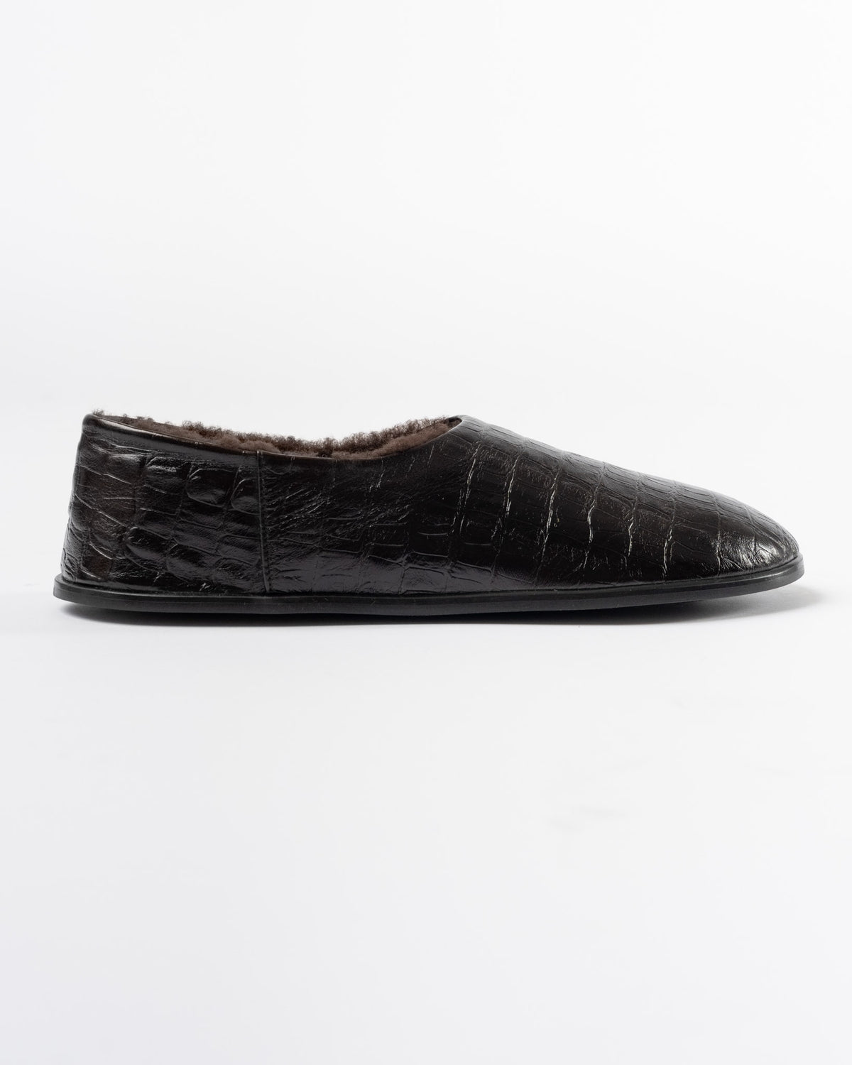 Cordera Crocodile Slipper in Ebony