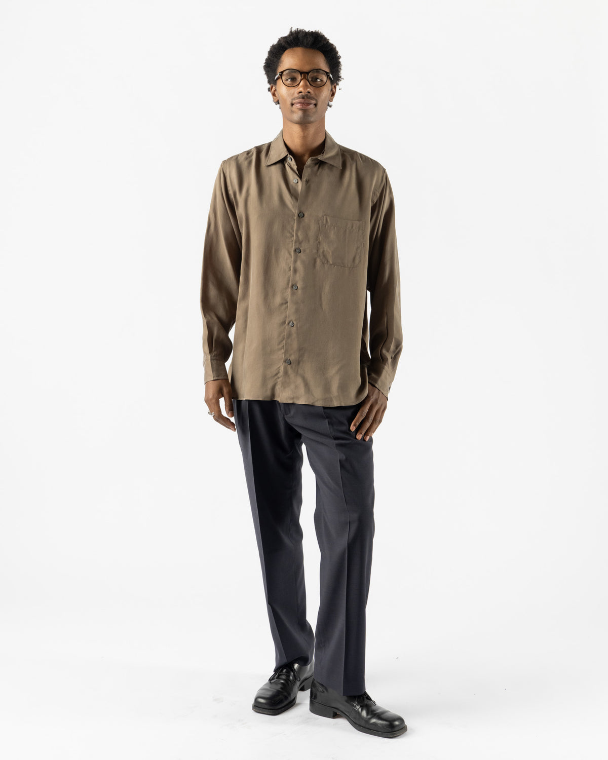 Colbo Pen Shirt in Sage Cupro