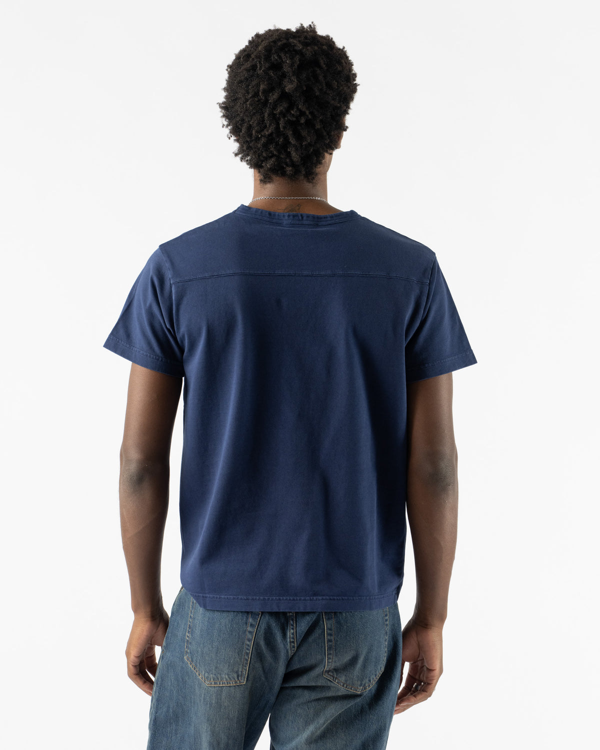 Carter Young Garment Dyed Football Tee in Navy Overdye