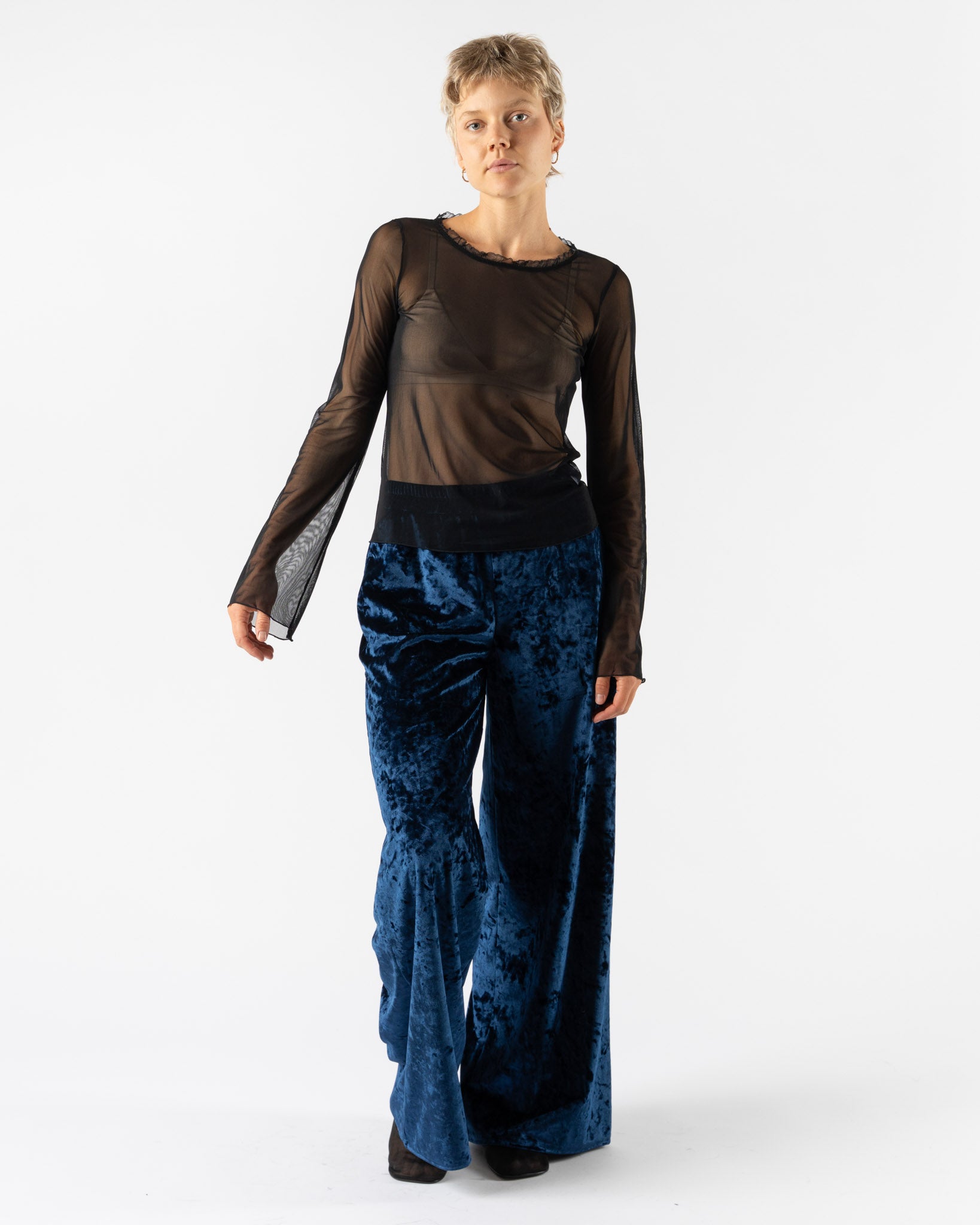 Simone Wild Mesh Frill LS in Black