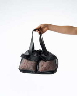 Simone Rocha Mini Sheer Stuffed Carnation Drawstring Pocket Bag in Black