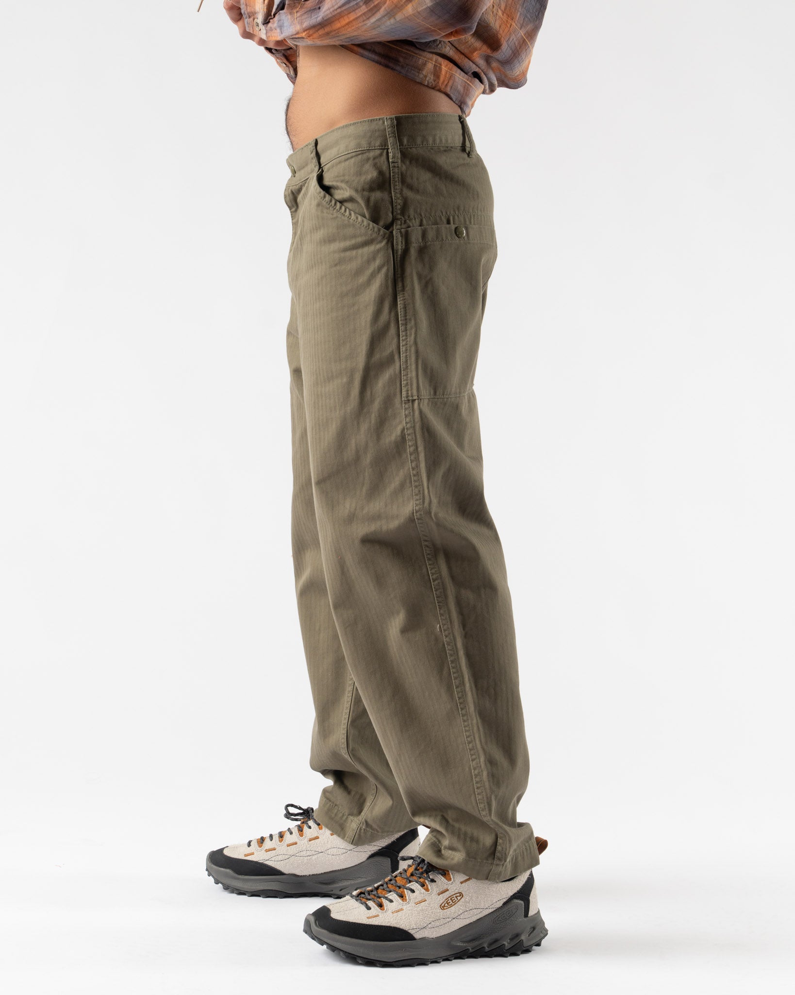 Pilgrim Surf + Supply Minimalist Salathe Herringbone Pant in Olive