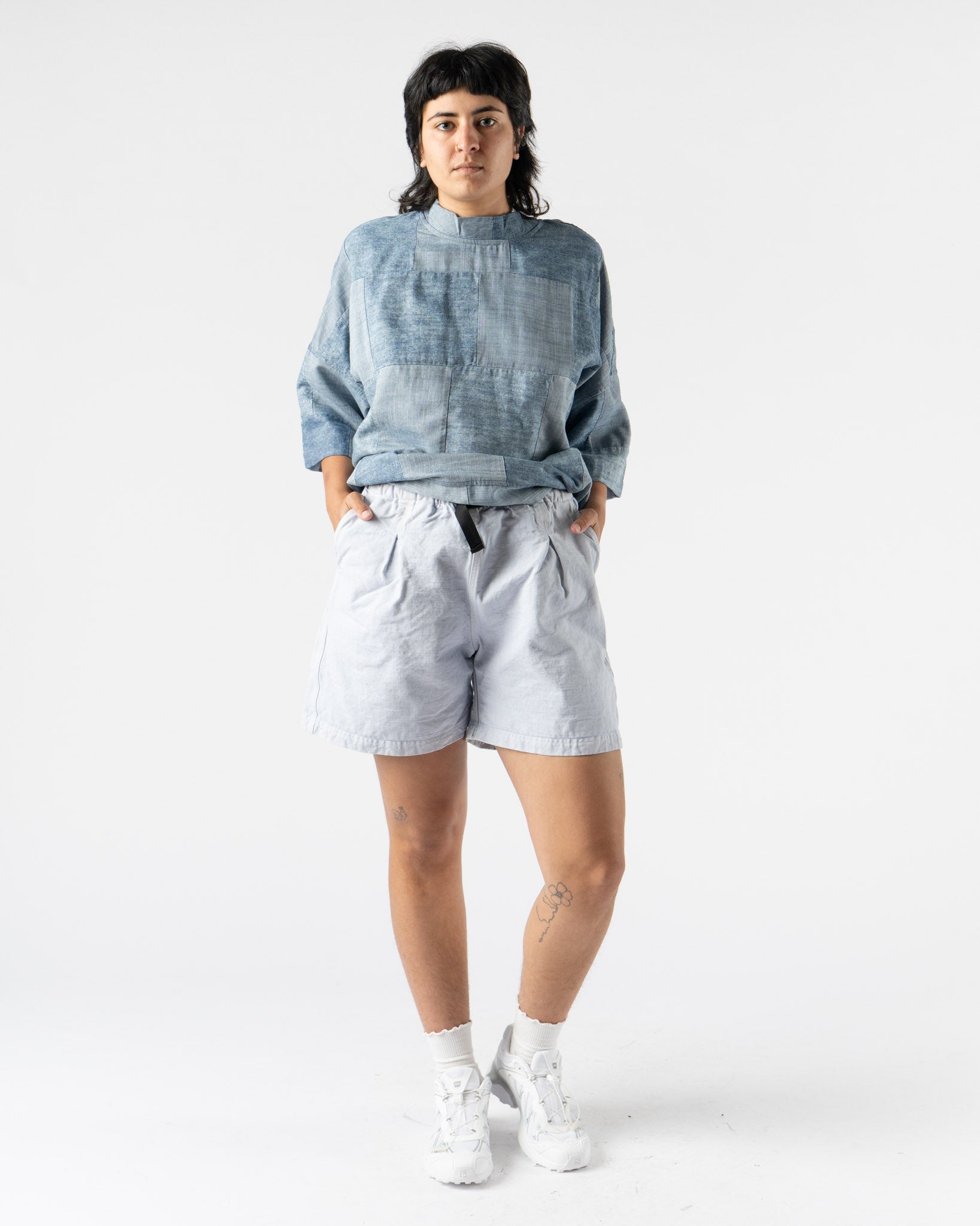 Monitaly Santa Monica Pullover Short Sleeve in Denim Patchwork