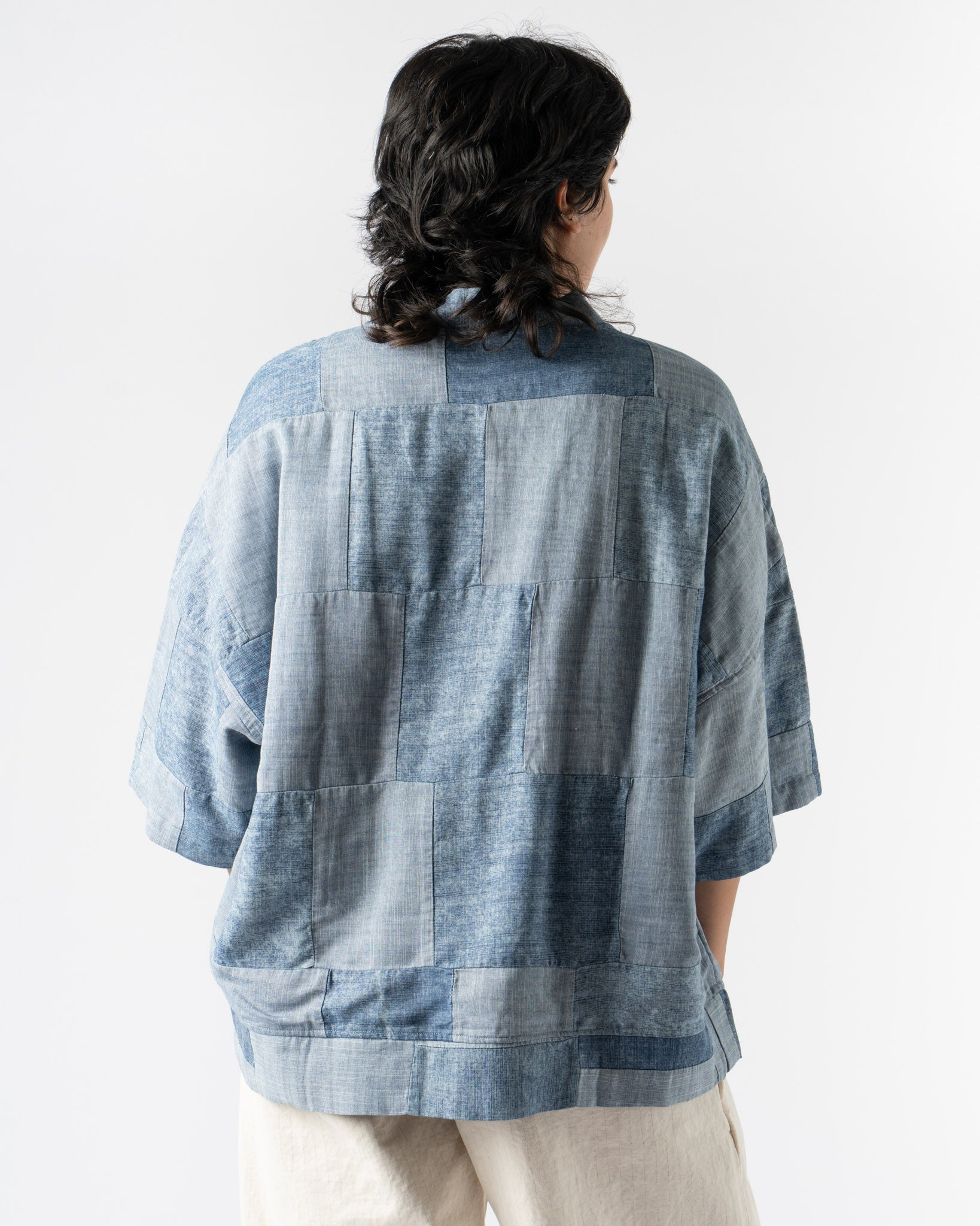 Monitaly Santa Monica Pullover Short Sleeve in Denim Patchwork