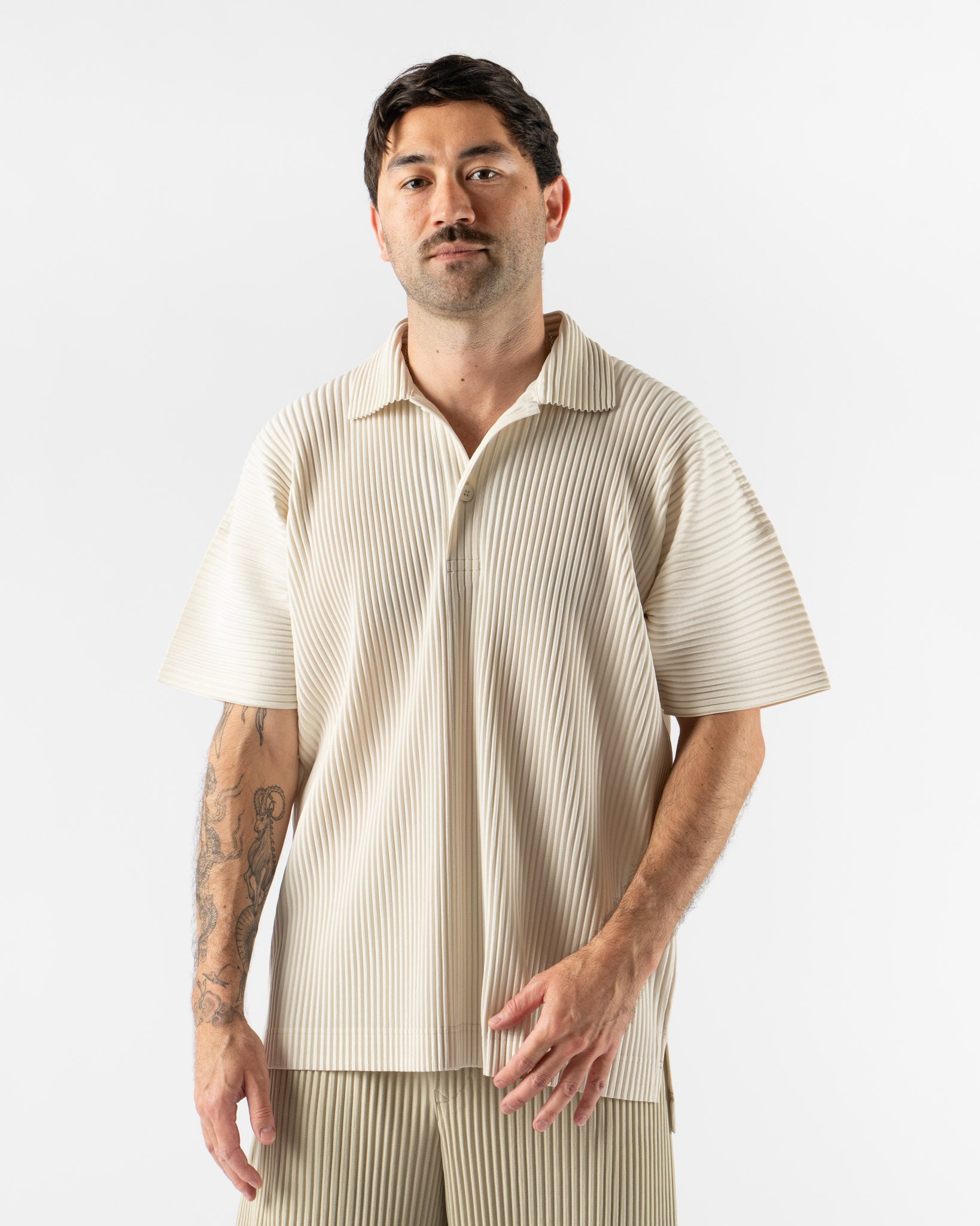 Homme Plissé Issey Miyake Monthly Colors May Polo Shirt in Ivory