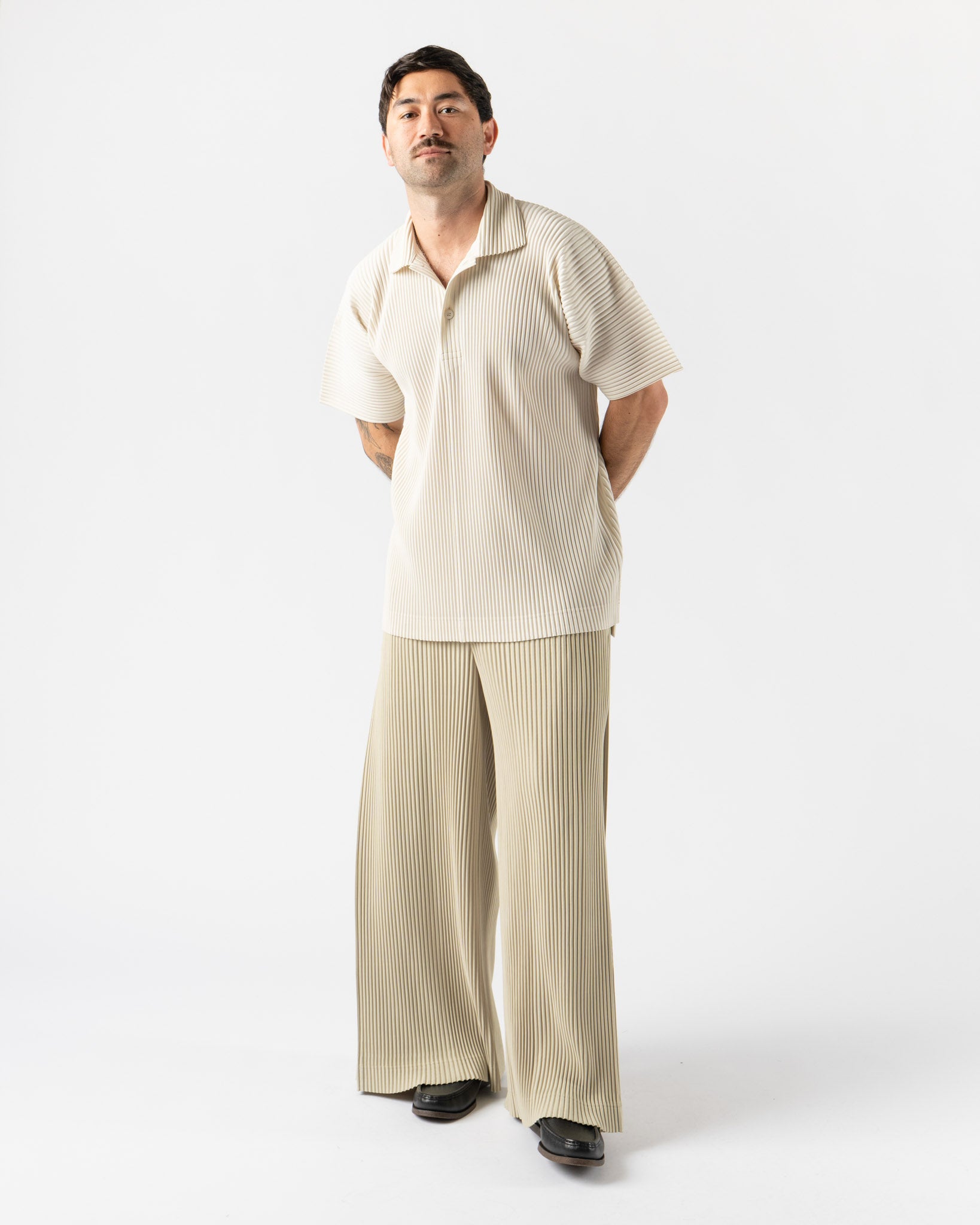 Homme Plissé Issey Miyake Monthly Colors May Polo Shirt in Ivory