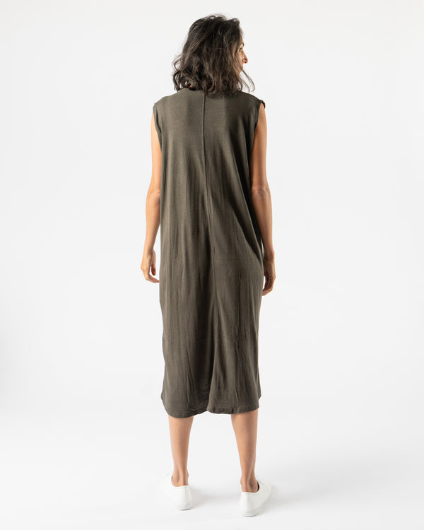 Ichi Antiquités Natural Silk Hand Dyed Dress in Dark Olive