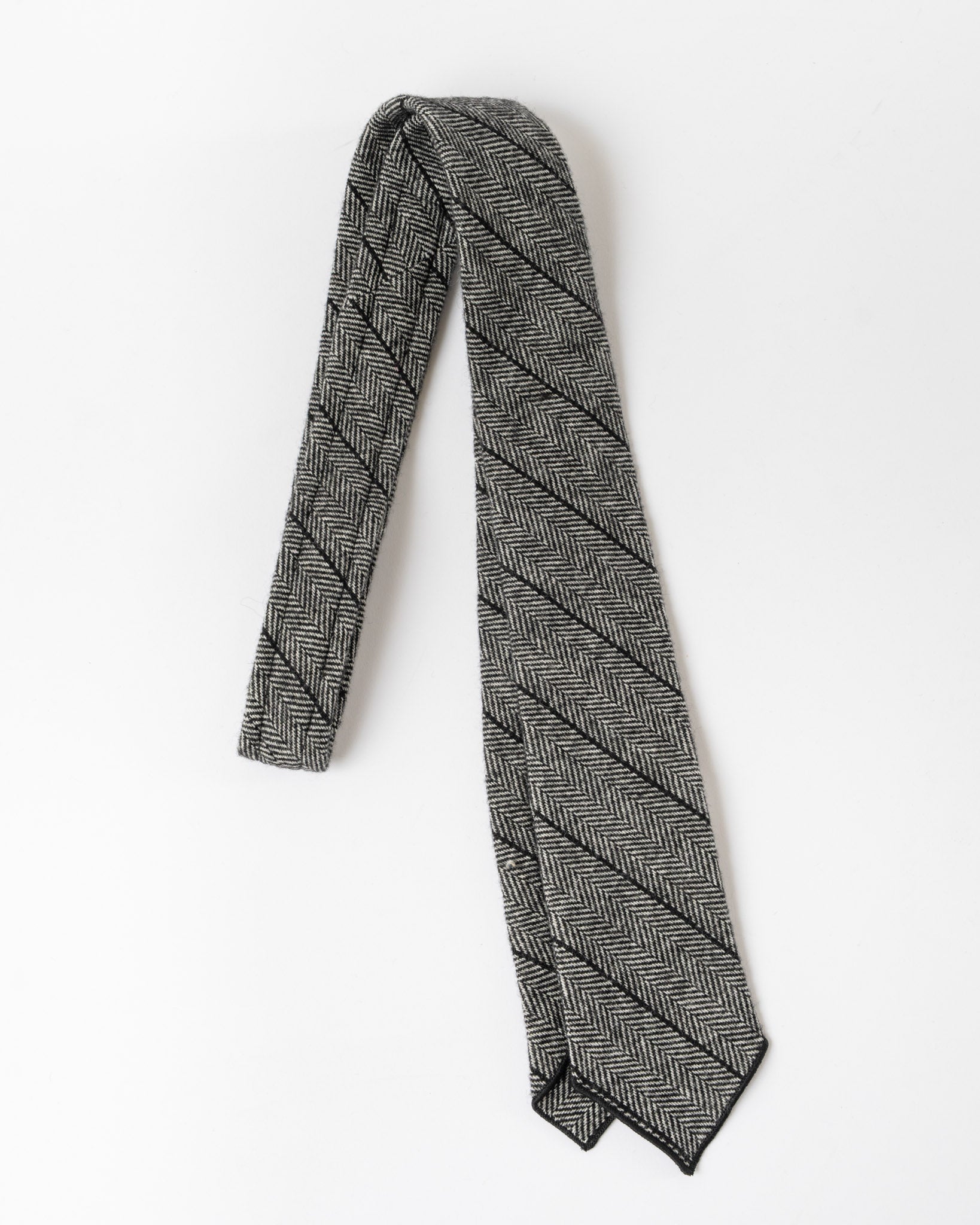 Engineered Garments Neck Tie in Dark Grey Wool Striped HB