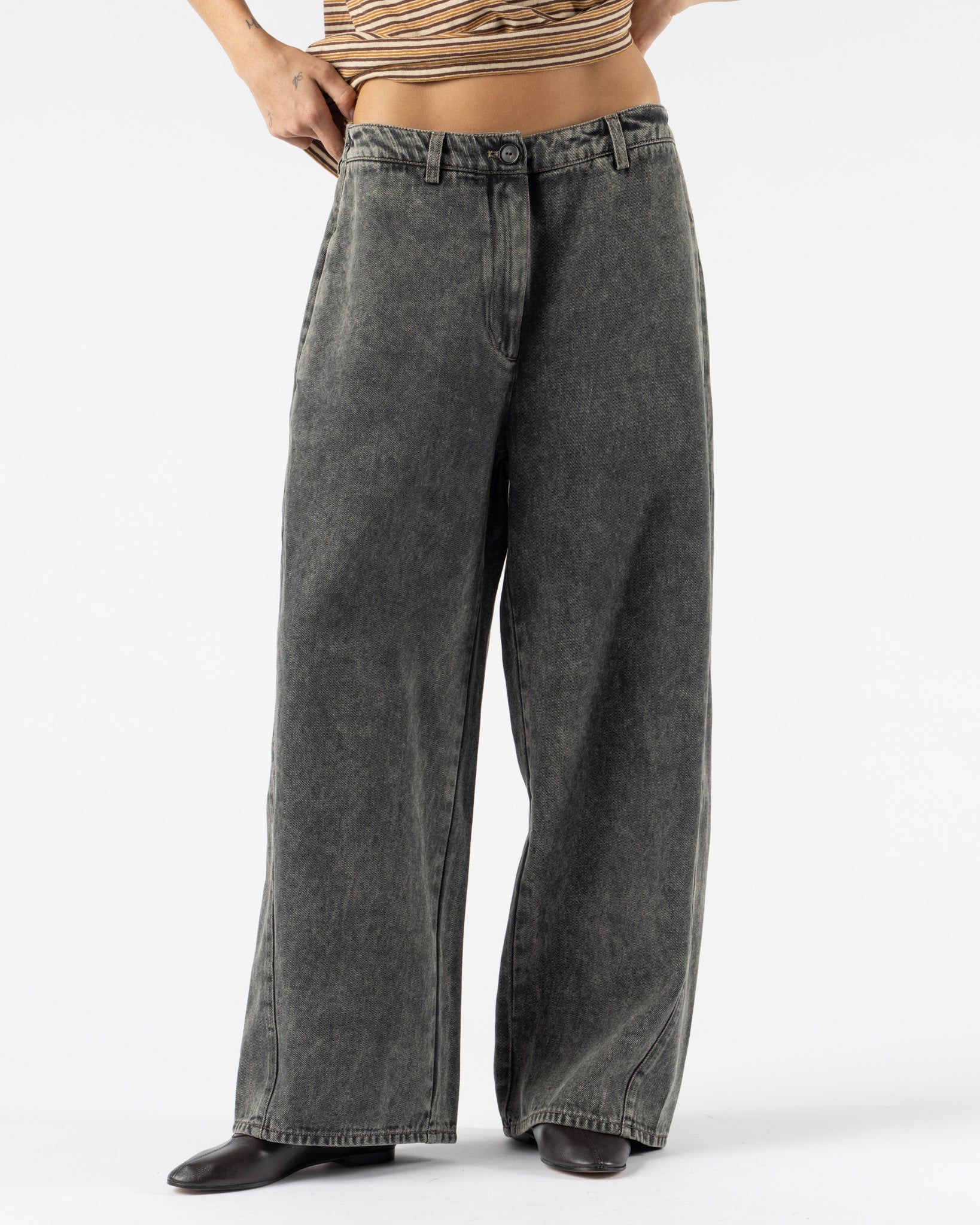 Cordera Washed Denim Straight Pants