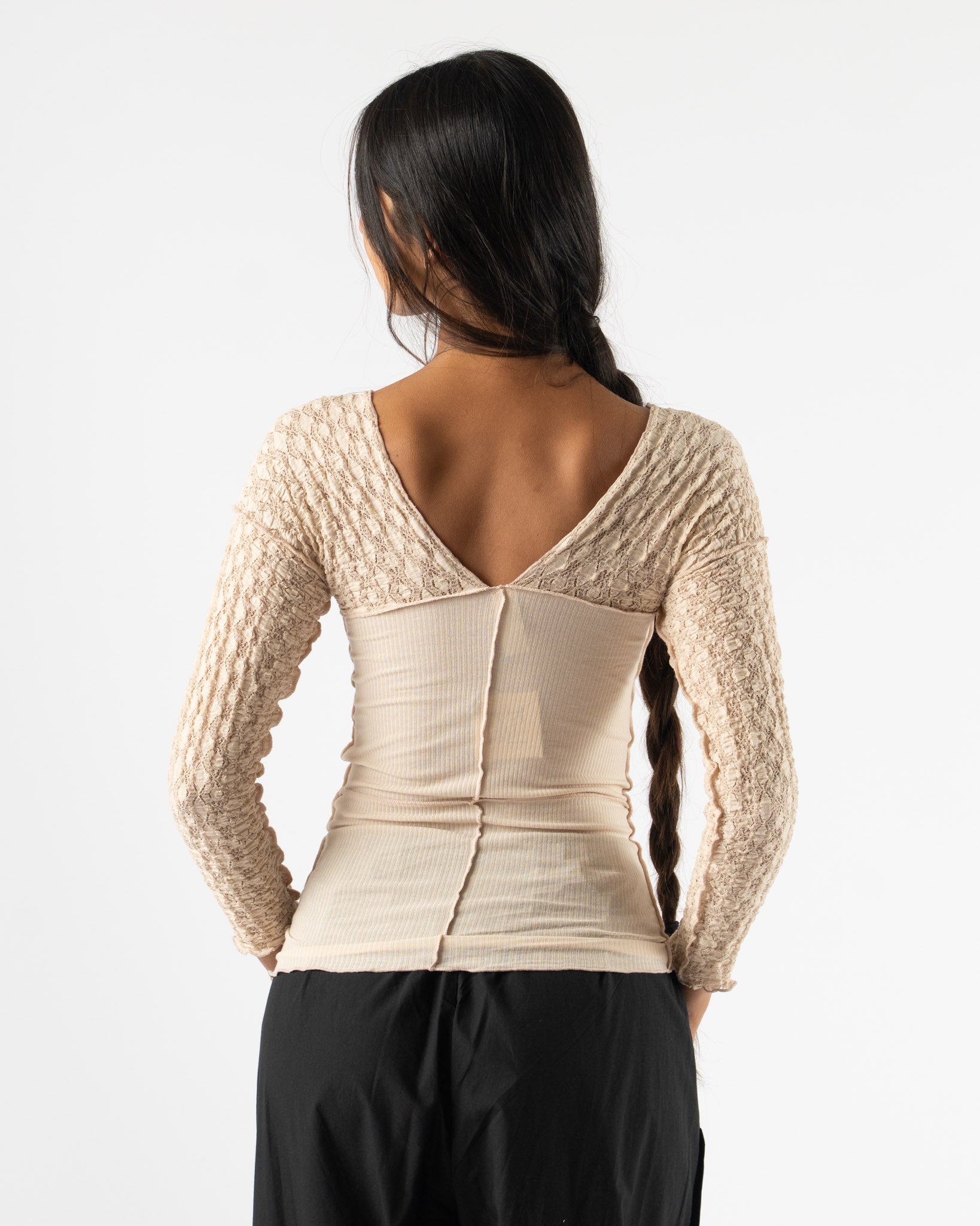 Baserange Nehru Long Sleeve Tee in Dylan Beige