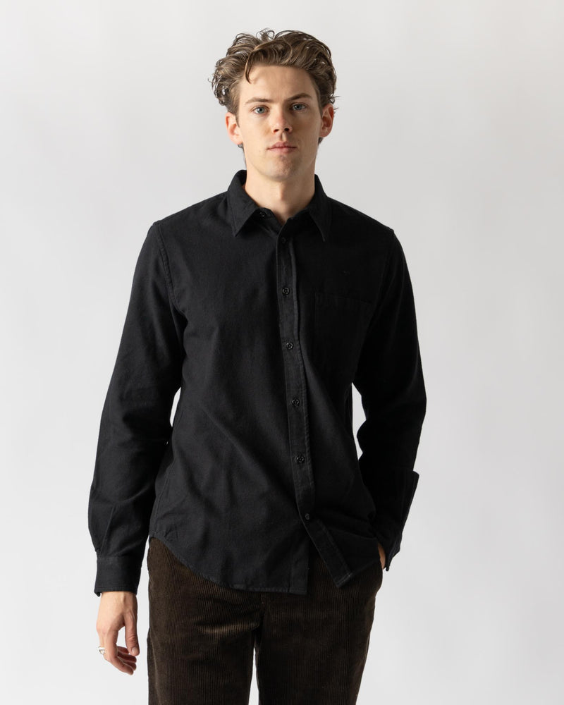 Norse Projects Osvald Organic Flannel Shirt in Black