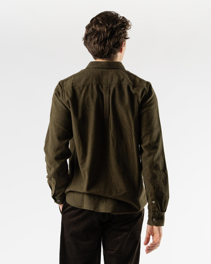 Norse Projects Osvald Organic Flannel Shirt in Sitka Green