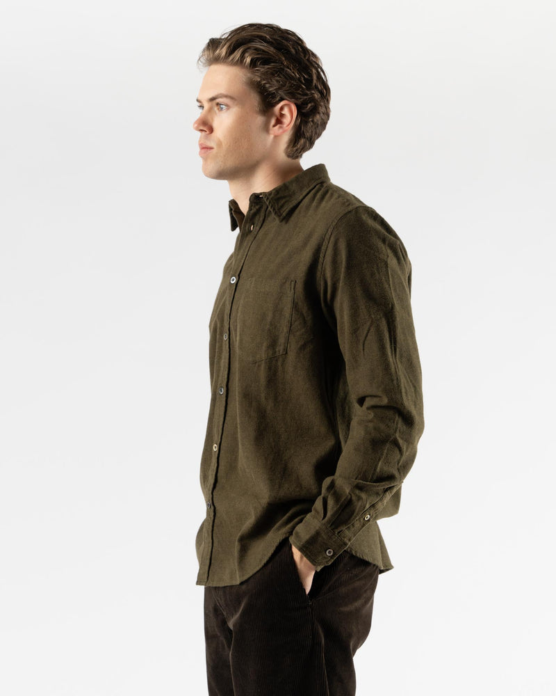 Norse Projects Osvald Organic Flannel Shirt in Sitka Green