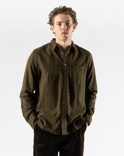 Norse Projects Osvald Organic Flannel Shirt in Sitka Green