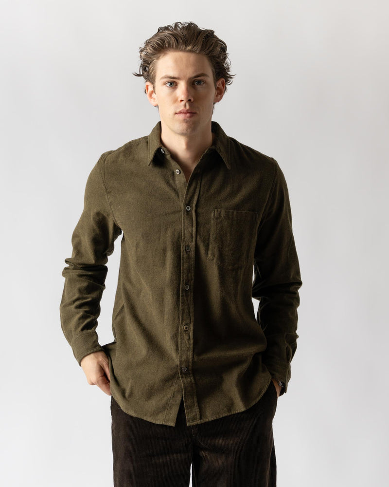 Norse Projects Osvald Organic Flannel Shirt in Sitka Green