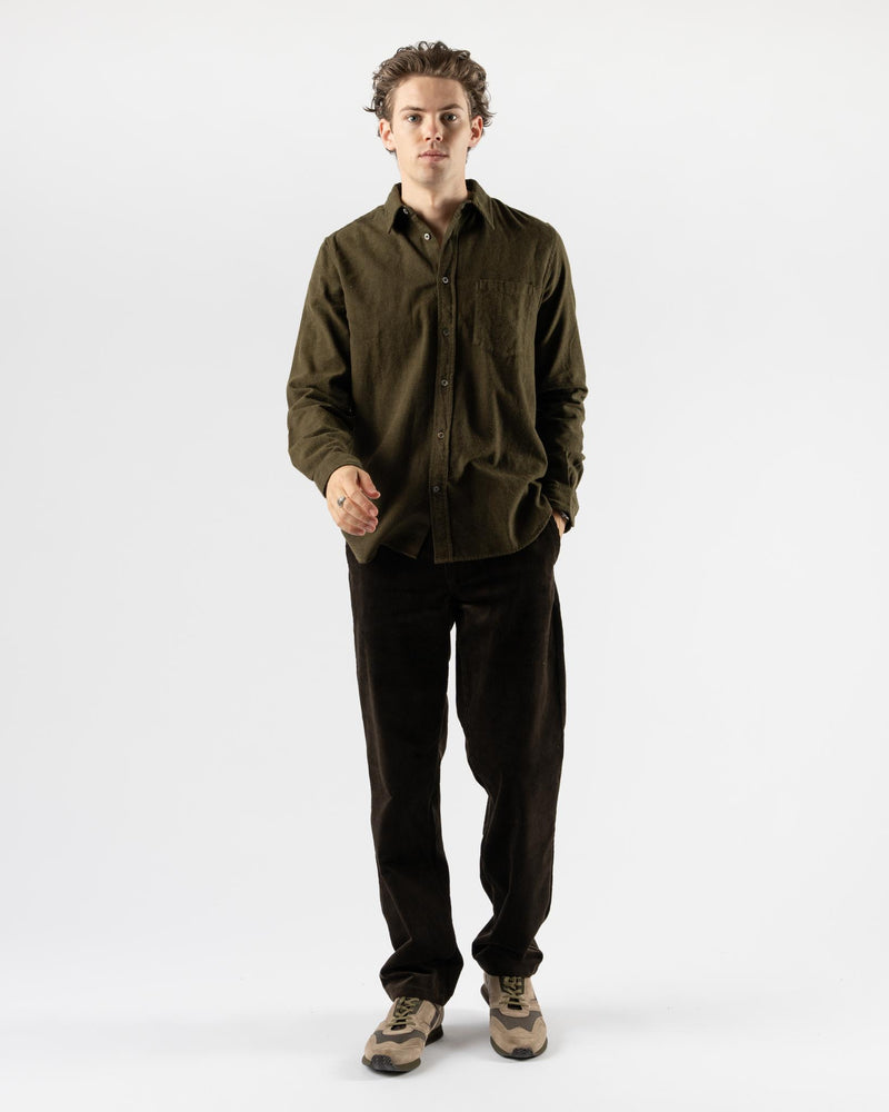 Norse Projects Osvald Organic Flannel Shirt in Sitka Green