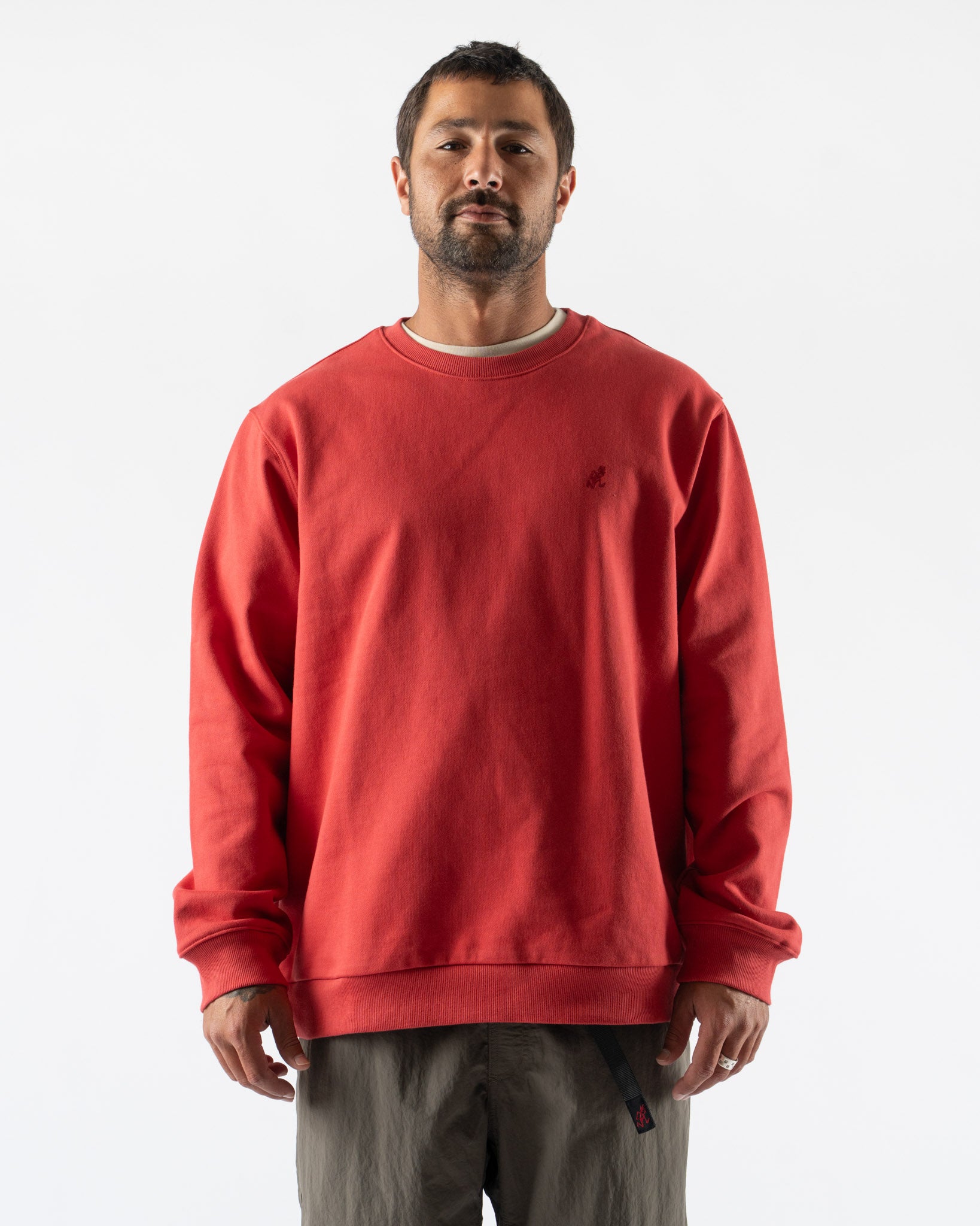 Gramicci One Point Crew Sweatshirt in Crimson Red