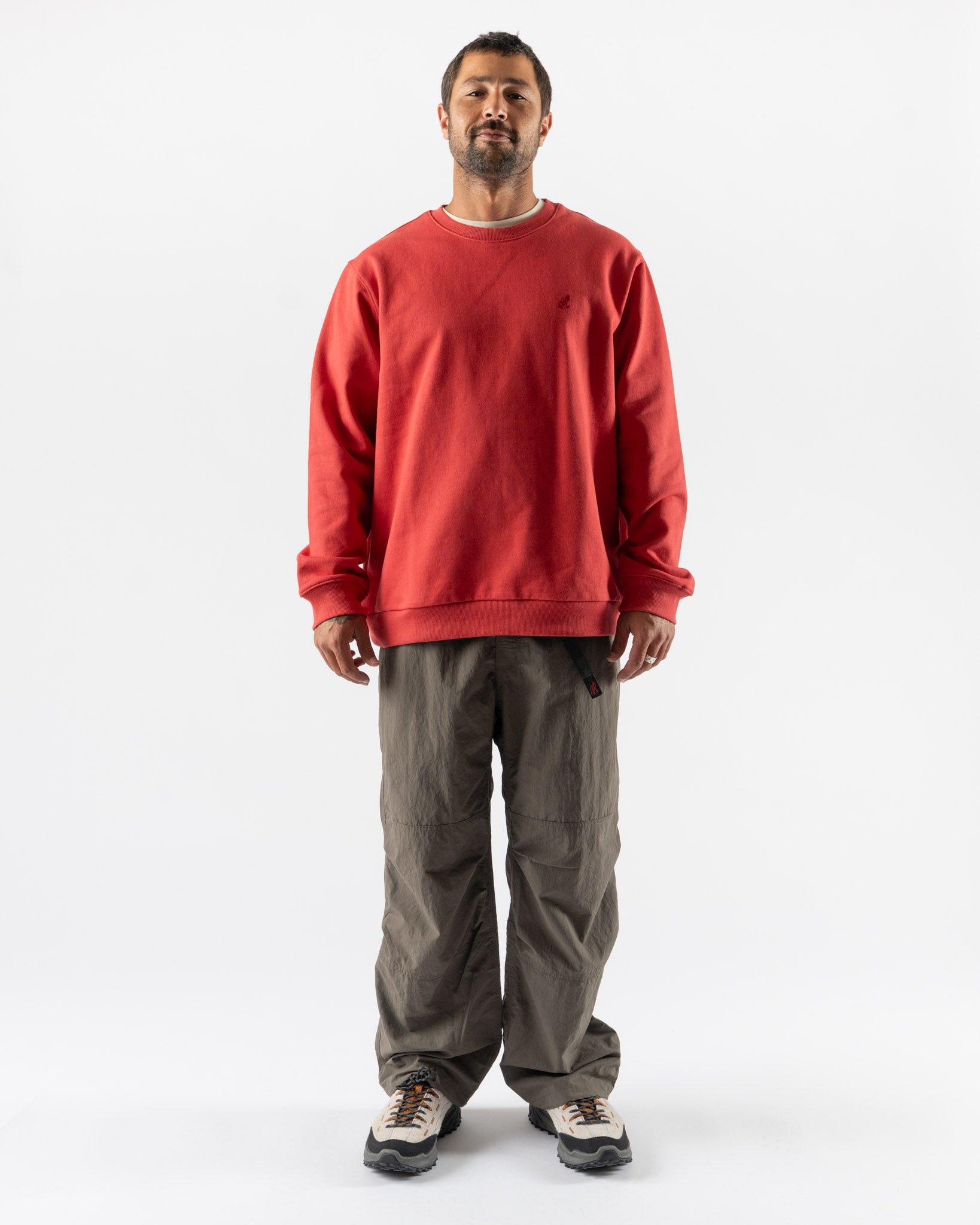 Gramicci One Point Crew Sweatshirt in Crimson Red