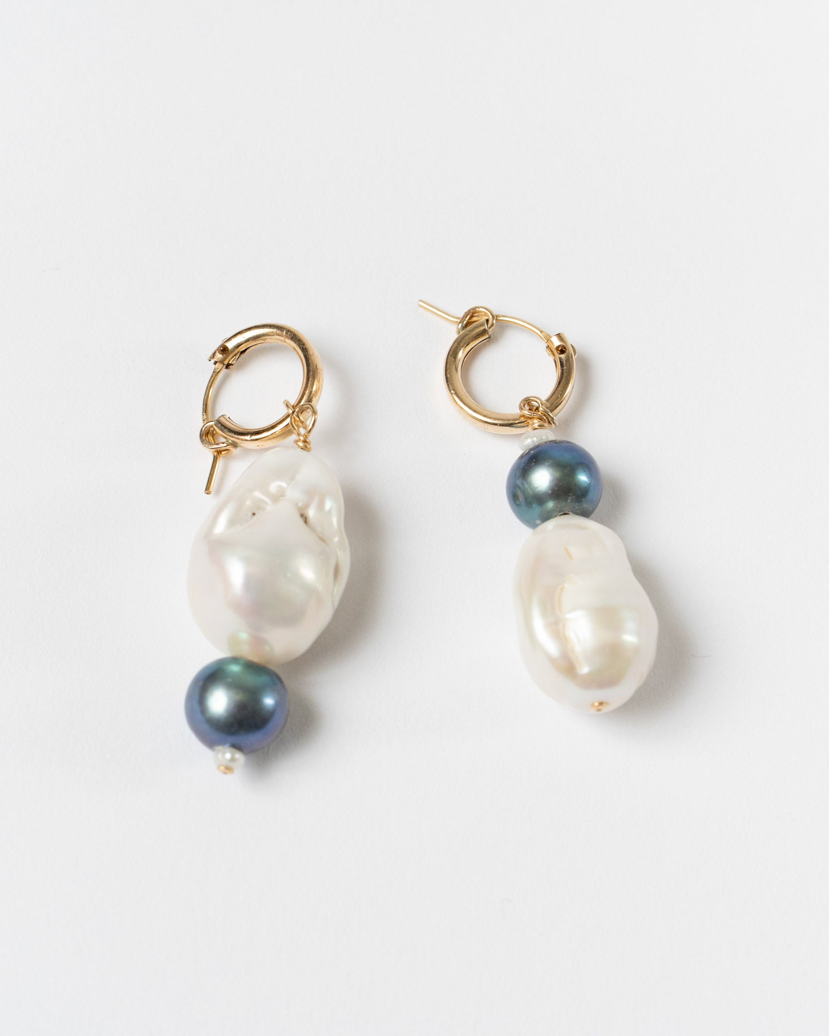 OSIF Peacock Pearl and Baroque Pearl Hoop Earring