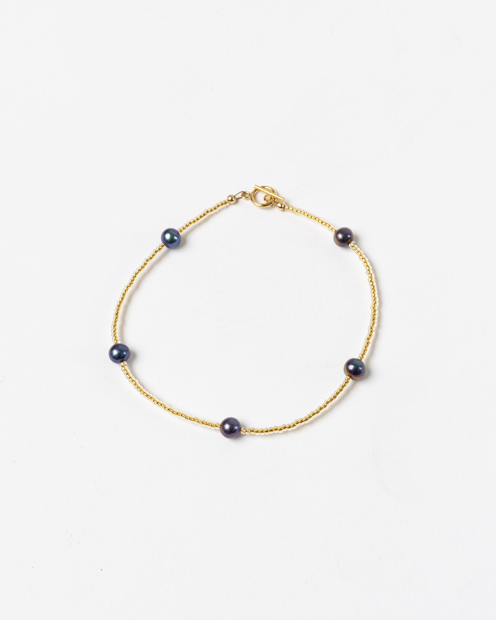 OSIF Peacock Pearl & Bead Anklet