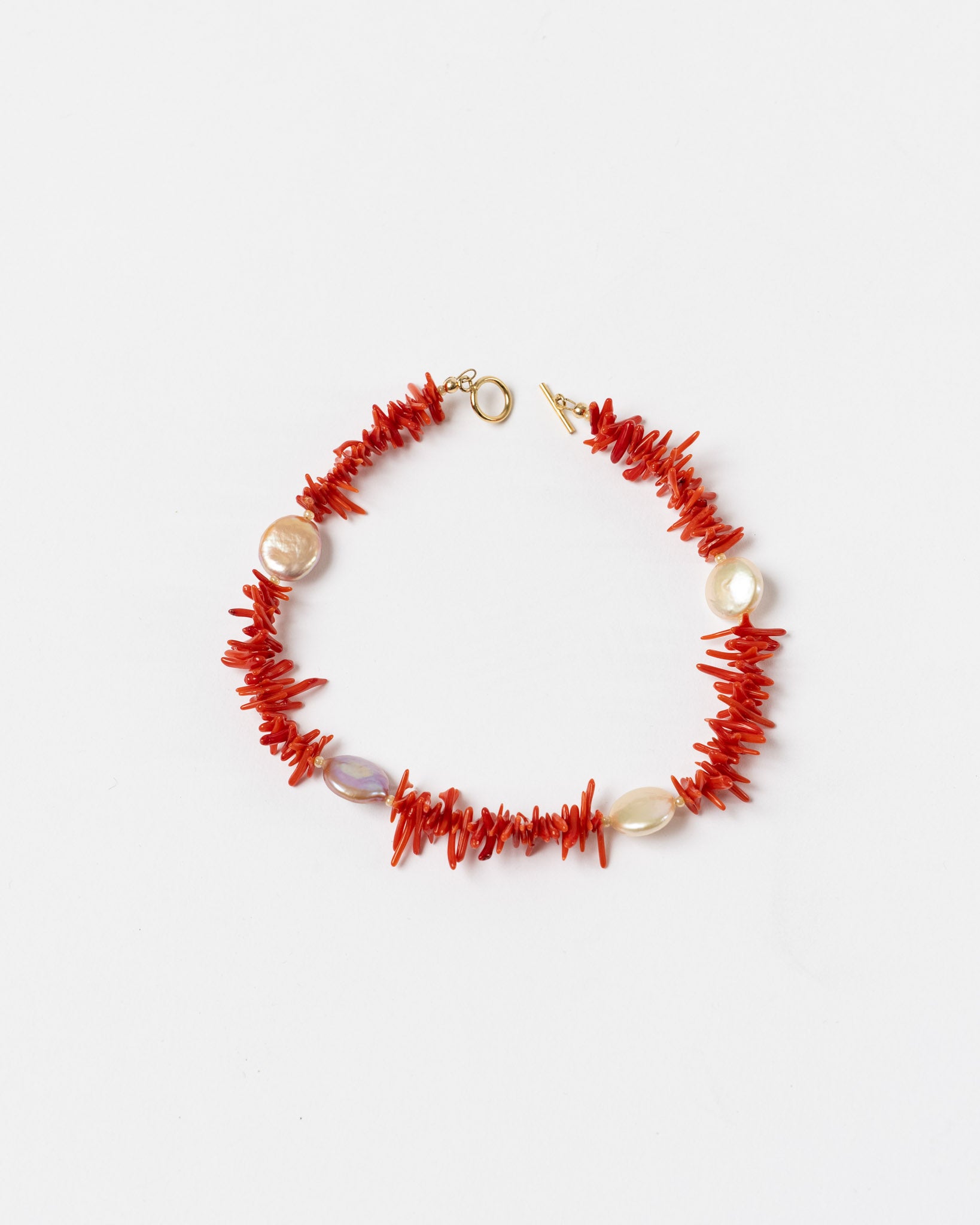 OSIF Red Coral and Coin Pearl Anklet