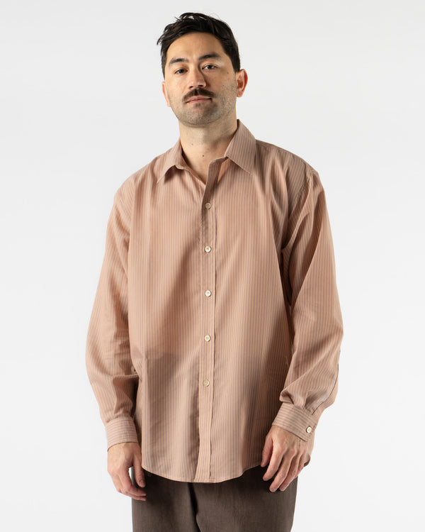 Colbo Office Shirt in Orange + Burgundy Stripe