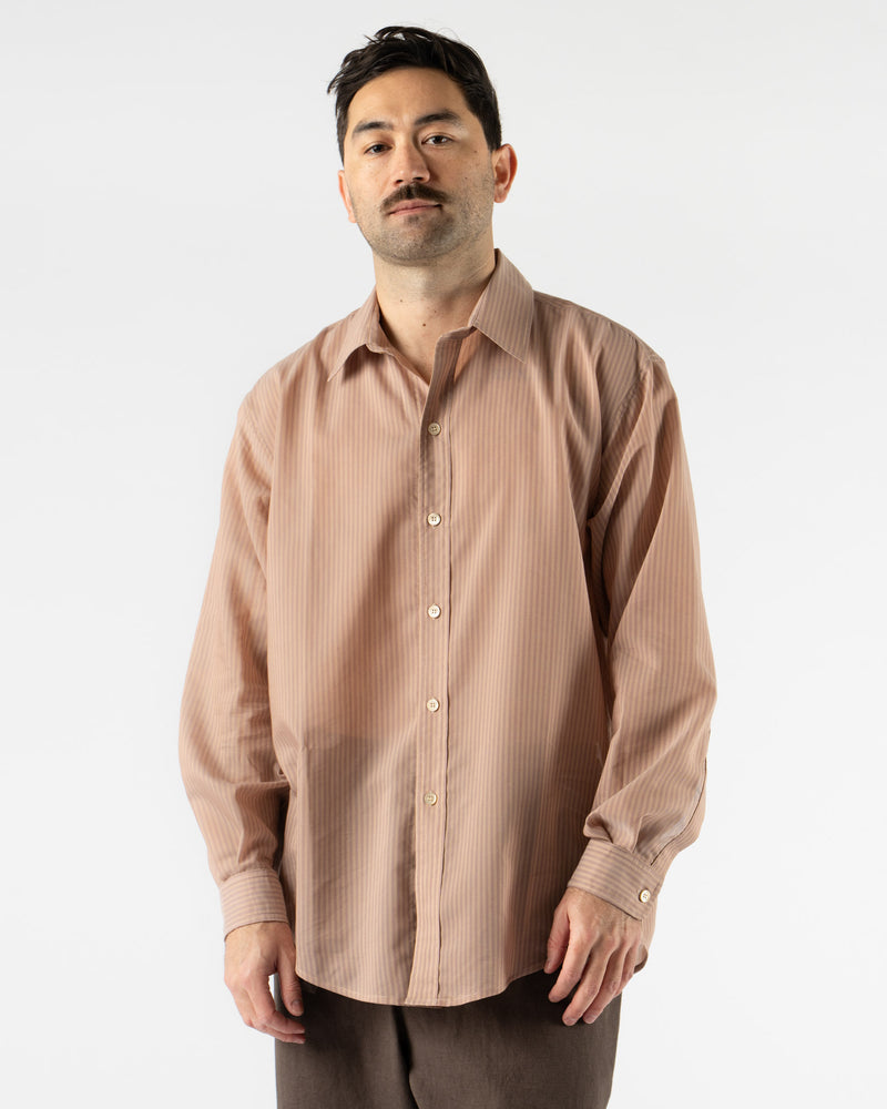 Colbo Office Shirt in Orange + Burgundy Stripe