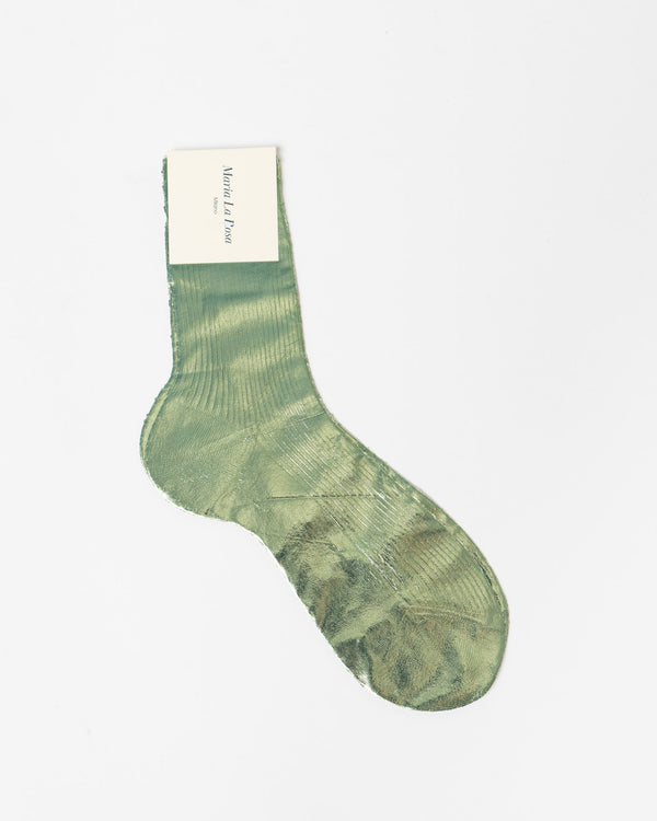 Maria La Rosa One Ribbed Laminated Sock in Verdino