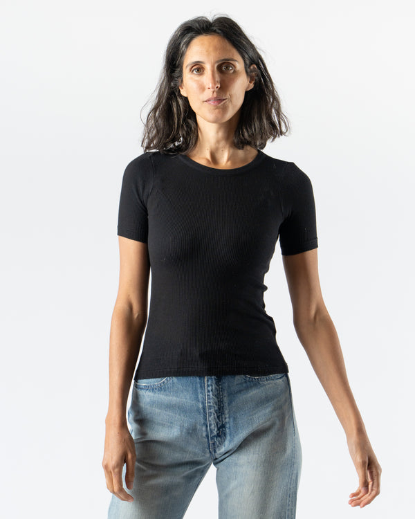 Auralee Organic Soft Rib Tee in Black