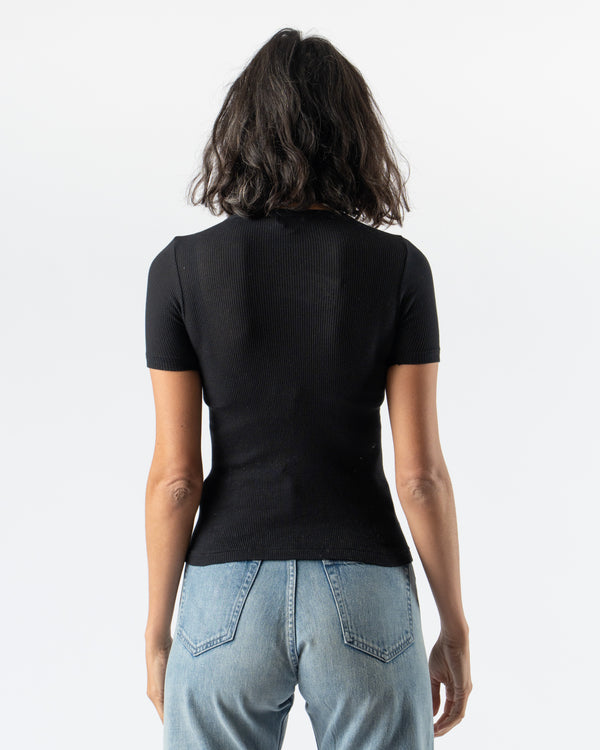 Auralee Organic Soft Rib Tee in Black