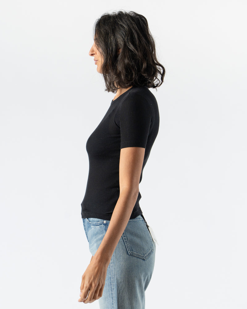 Auralee Organic Soft Rib Tee in Black