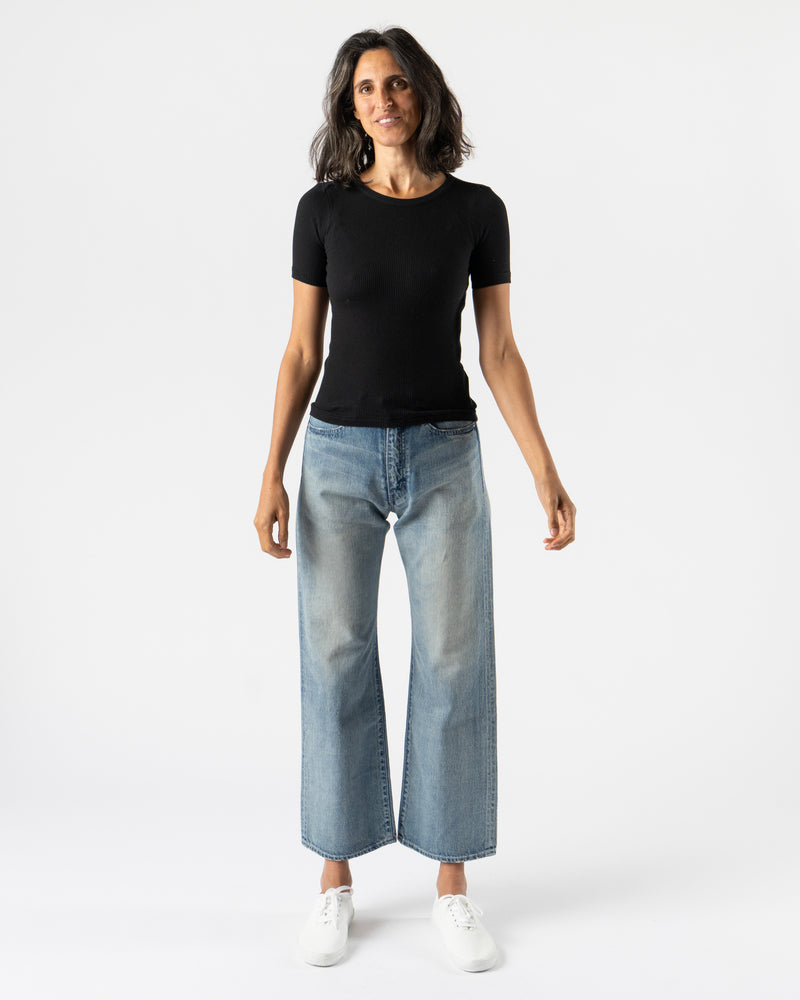 Auralee Organic Soft Rib Tee in Black