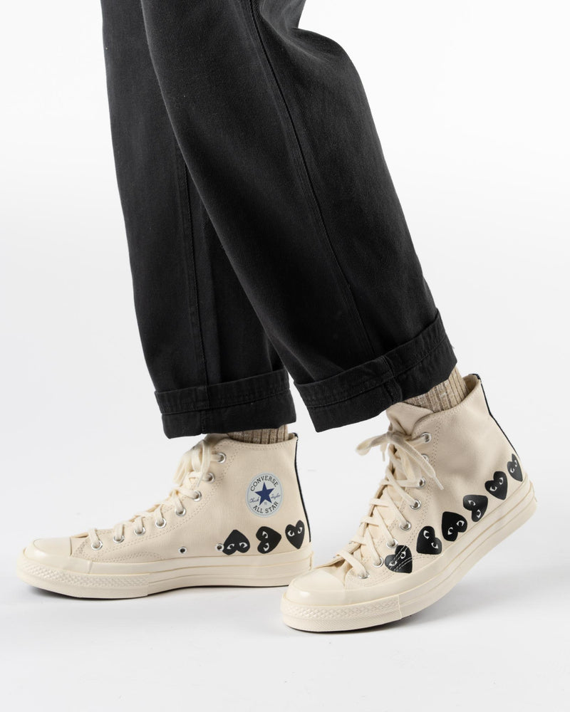 PLAY Converse x COMME des GARÇONS Multi Heart High Top in Beige