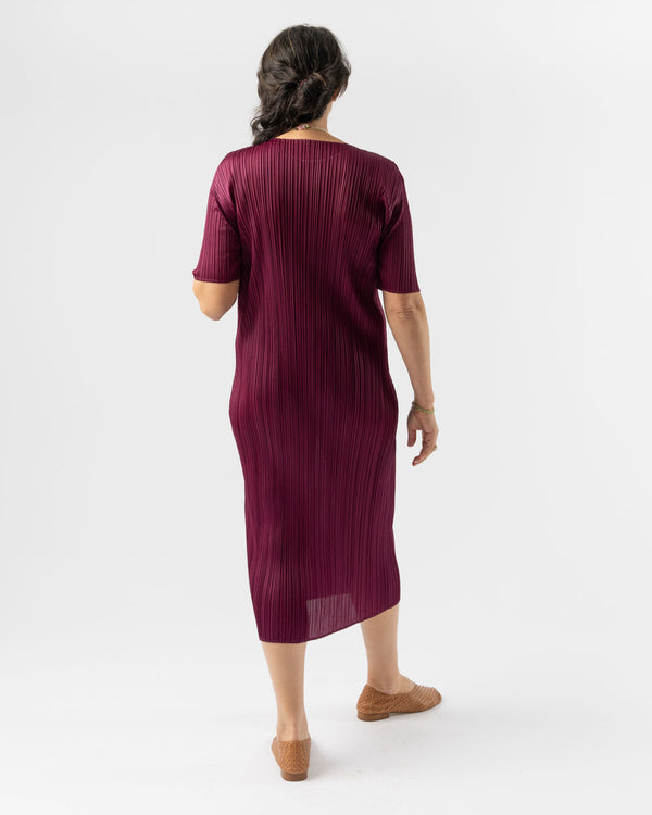 Pleats Please Issey Miyake May Monthly Colors Dress in Raspberry