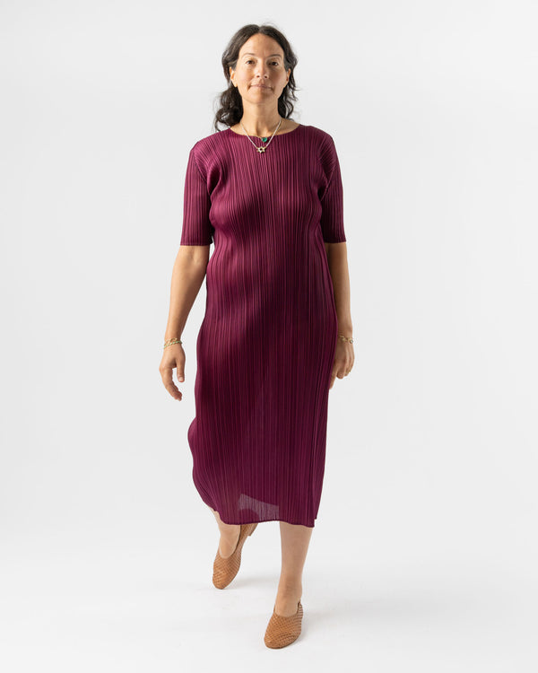 Pleats Please Issey Miyake May Monthly Colors Dress in Raspberry