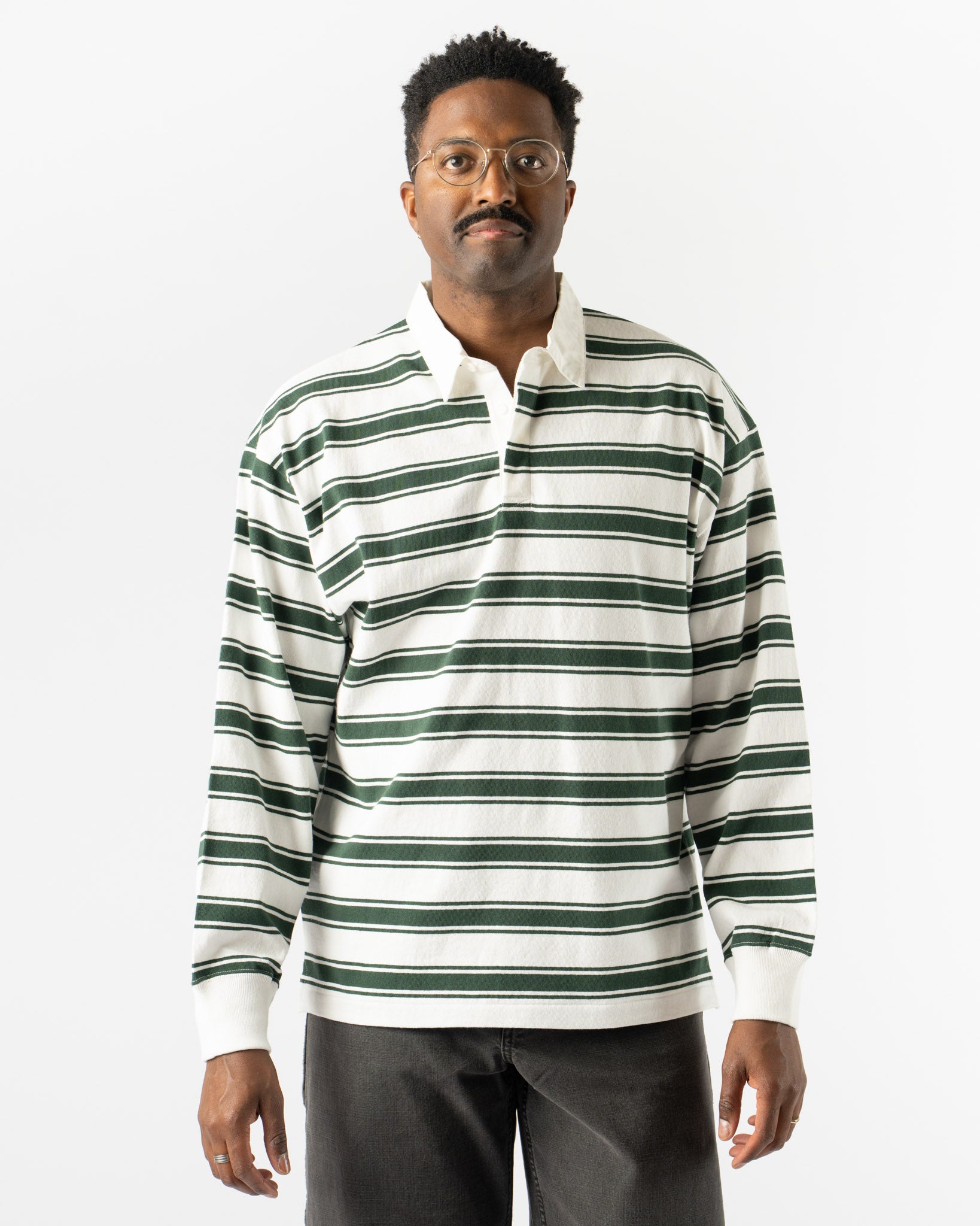 Pilgrim Surf + Supply Rocky Rugby Shirt in White Sage