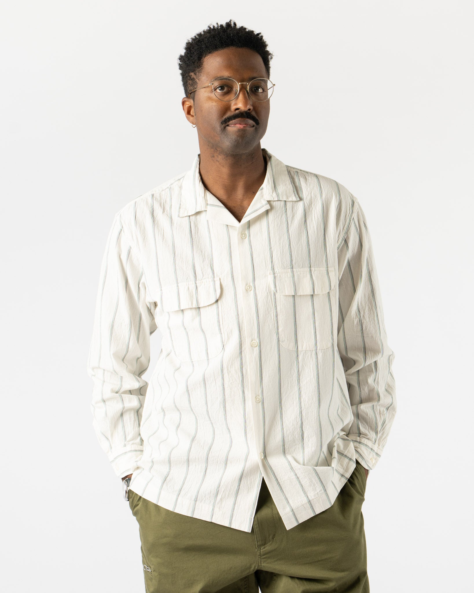 Pilgrim Surf + Supply Vincent Longsleeve Shirt in Off White