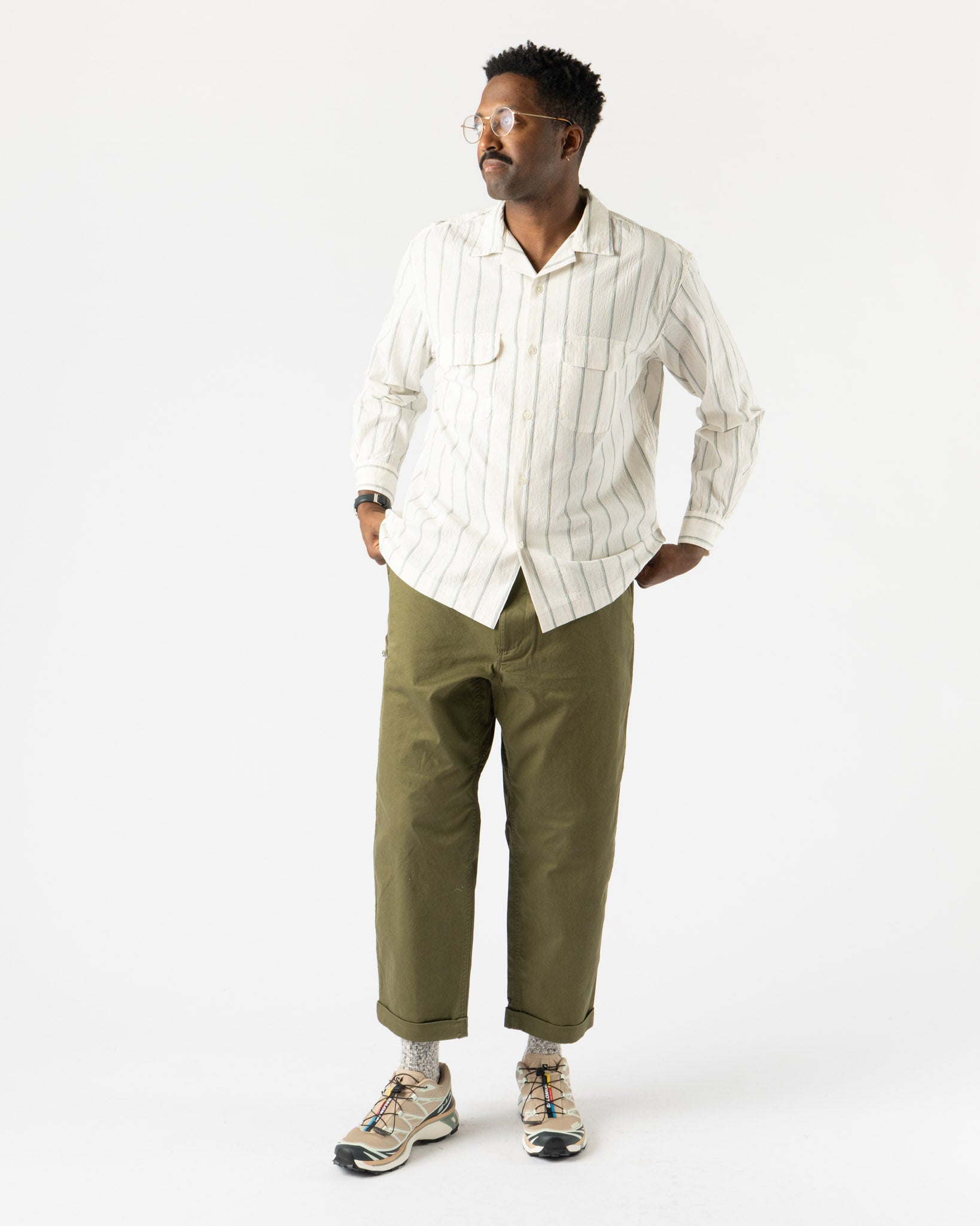 Pilgrim Surf + Supply Vincent Longsleeve Shirt in Off White