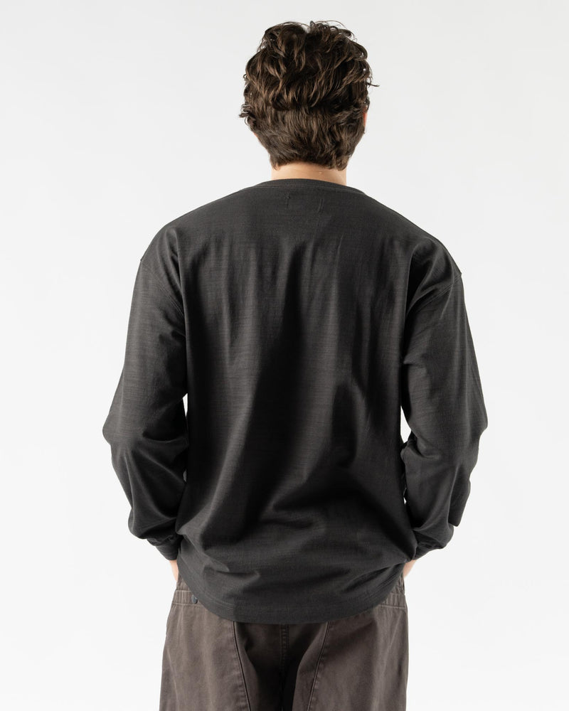 Pilgrim Surf + Supply Donald Long Sleeve Henley in Sumi Black