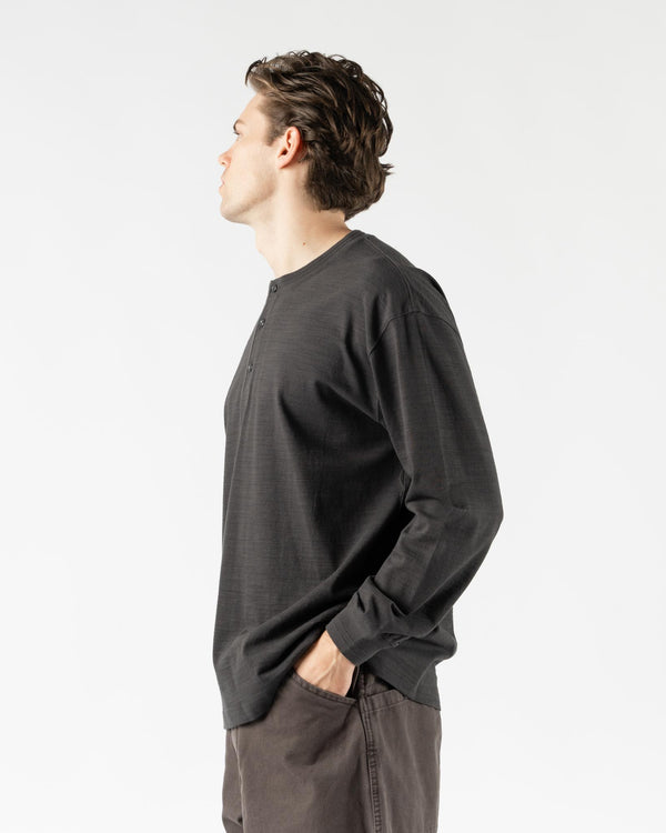 Pilgrim Surf + Supply Donald Long Sleeve Henley in Sumi Black