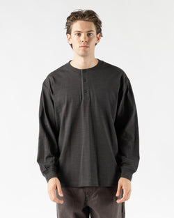 Pilgrim Surf + Supply Donald Long Sleeve Henley in Sumi Black