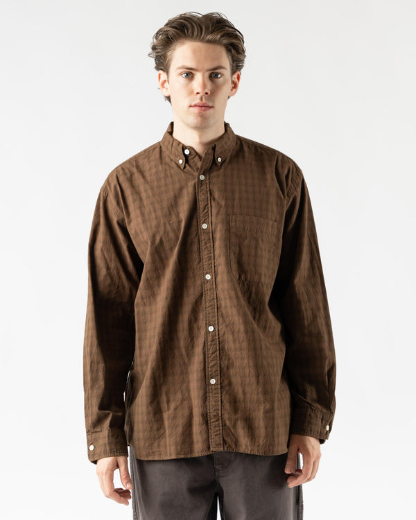 Pilgrim Surf + Supply Ian Check Longsleeve Shirt in Brown