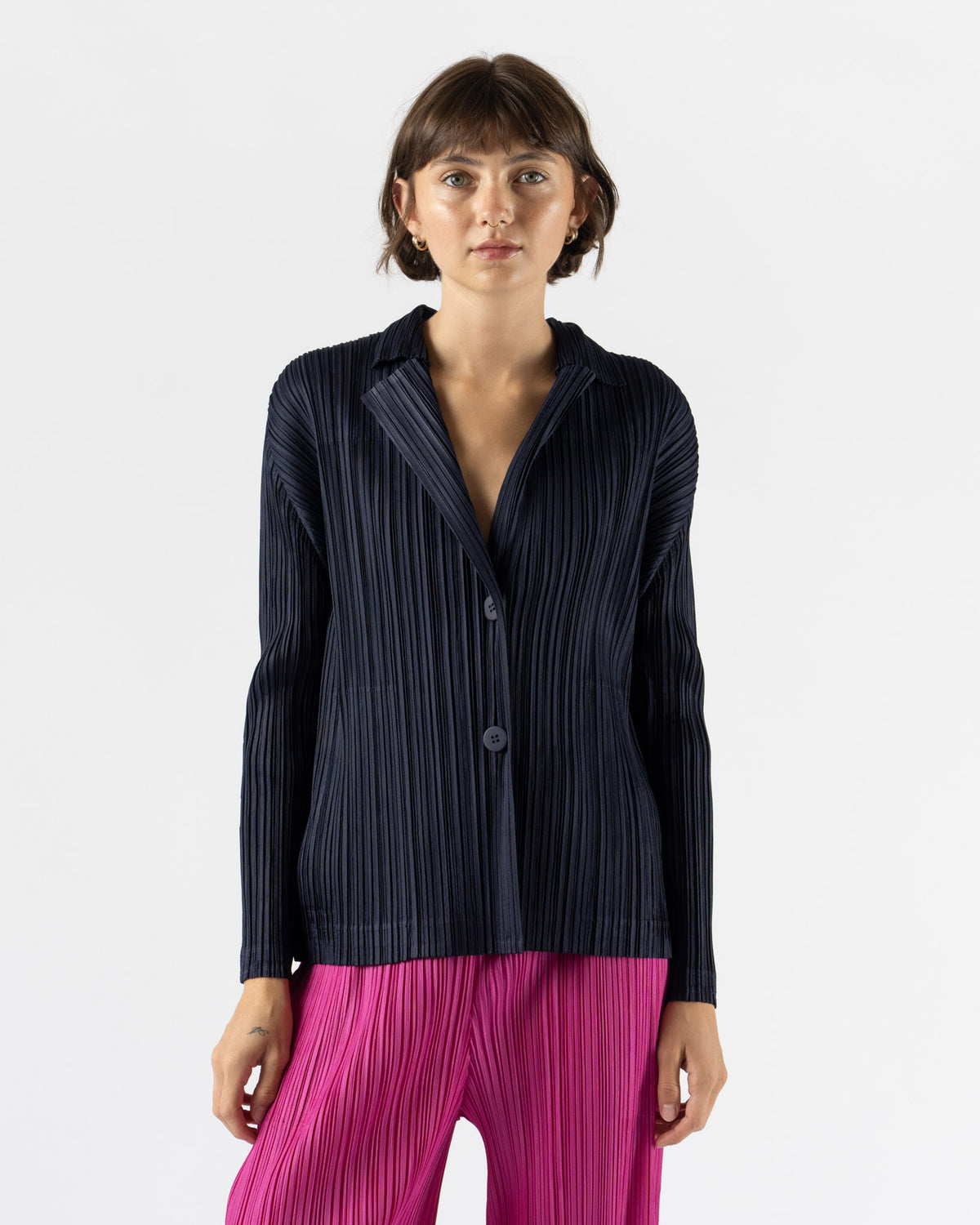 Pleats Please Issey Miyake Pleats Jacket in Navy